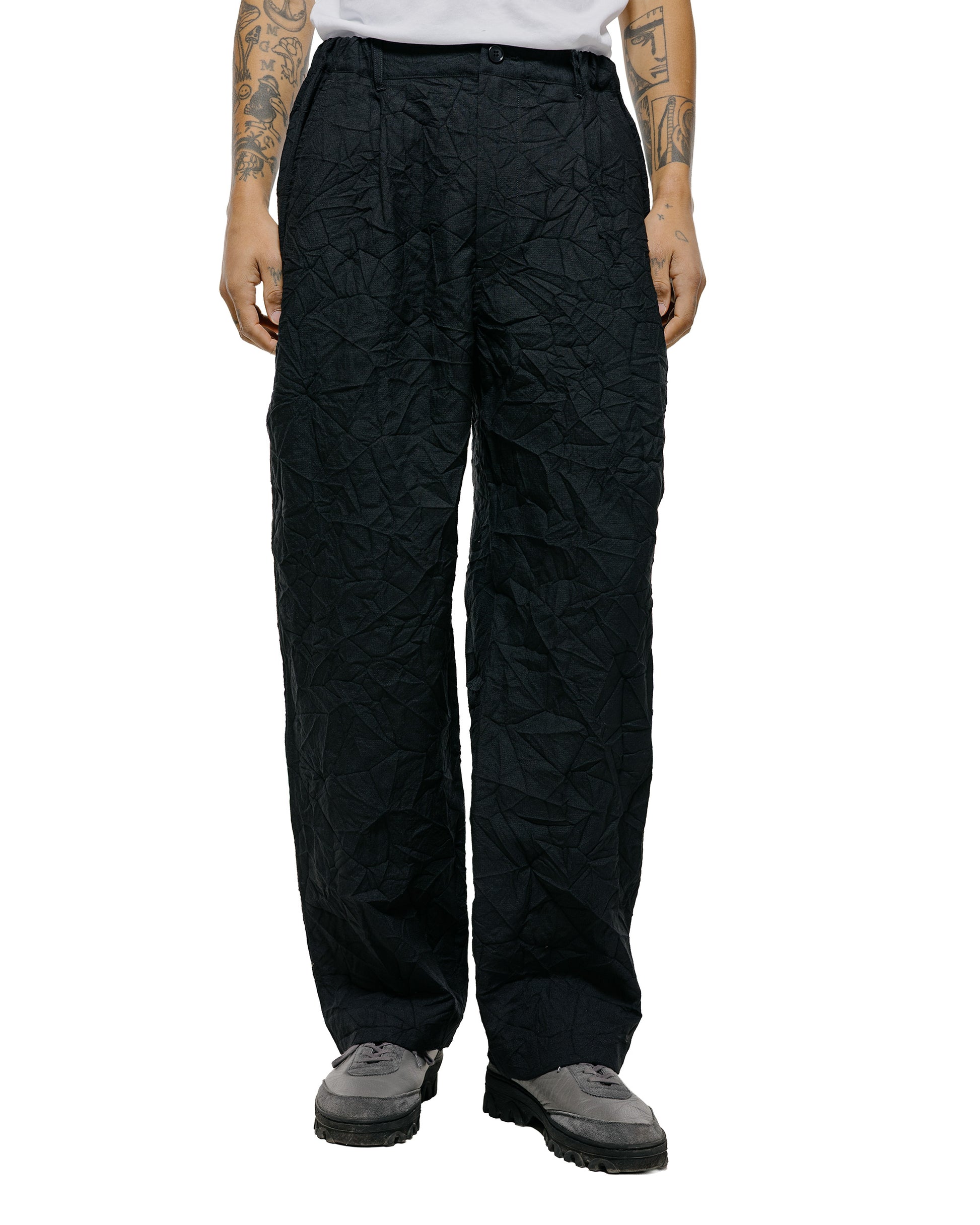 lost & found Sage de Cret Sage de Cret WO/LI Crinkle Single Pleated Wide Pants Black