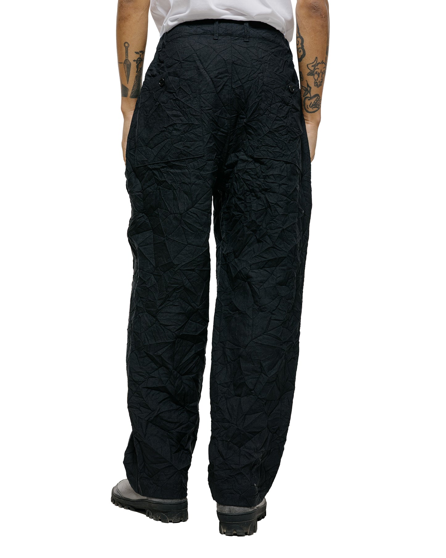 lost & found Sage de Cret Sage de Cret WO/LI Crinkle Single Pleated Wide Pants Black