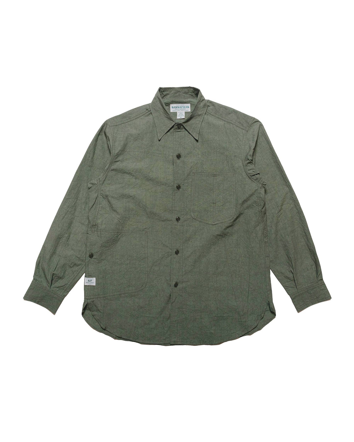 lost & found Sassafras Sassafras Diggin Shirt Cotton/Linen Typewriter Olive