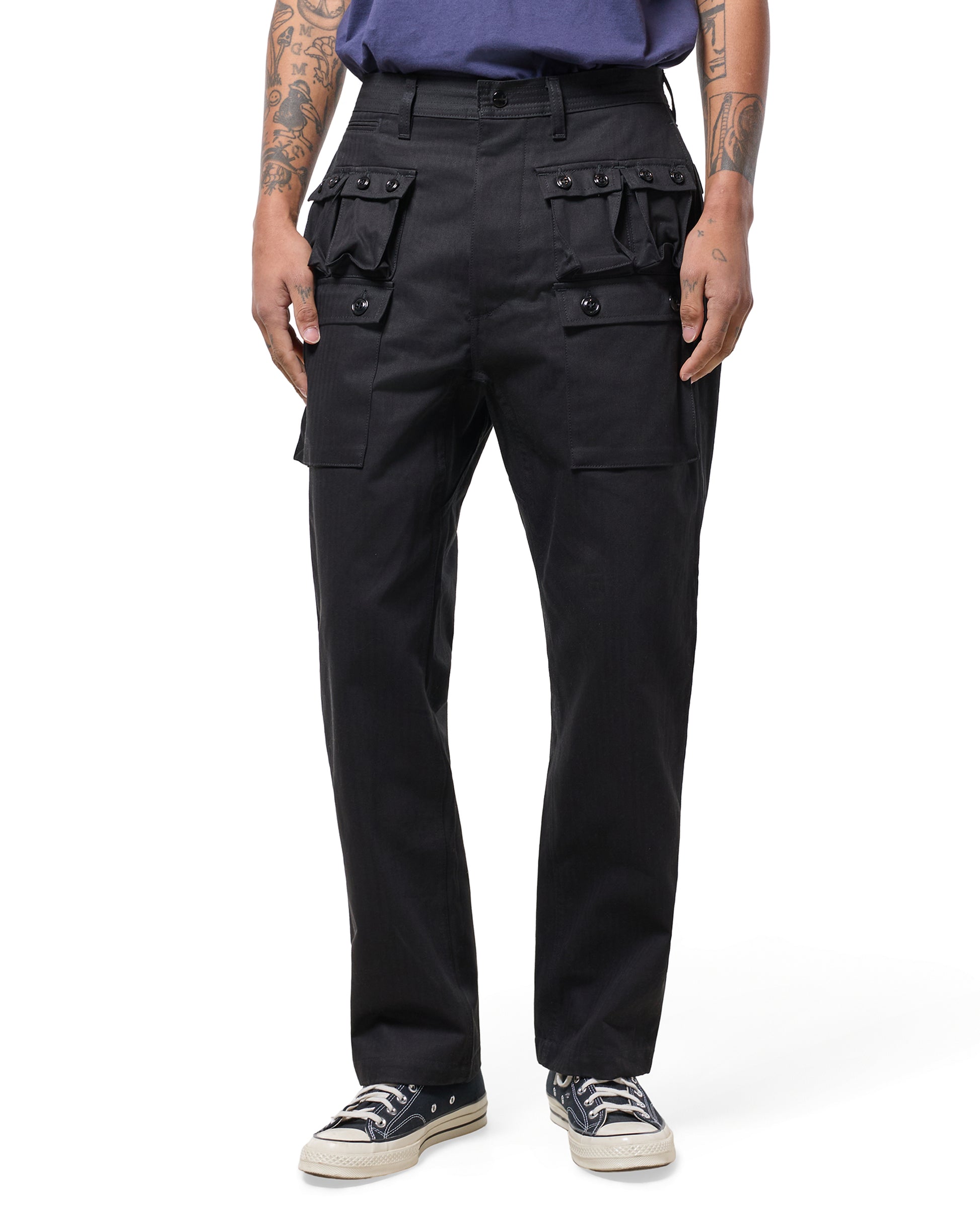 lost & found Sassafras Sassafras G.D.U. Pants Herringbone Twill Black