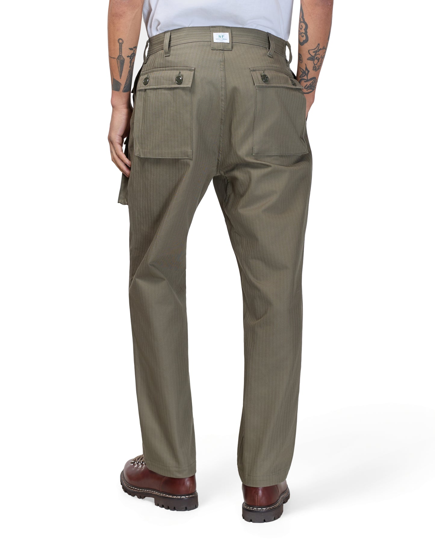 lost & found Sassafras Sassafras G.D.U. Pants Herringbone Twill Olive