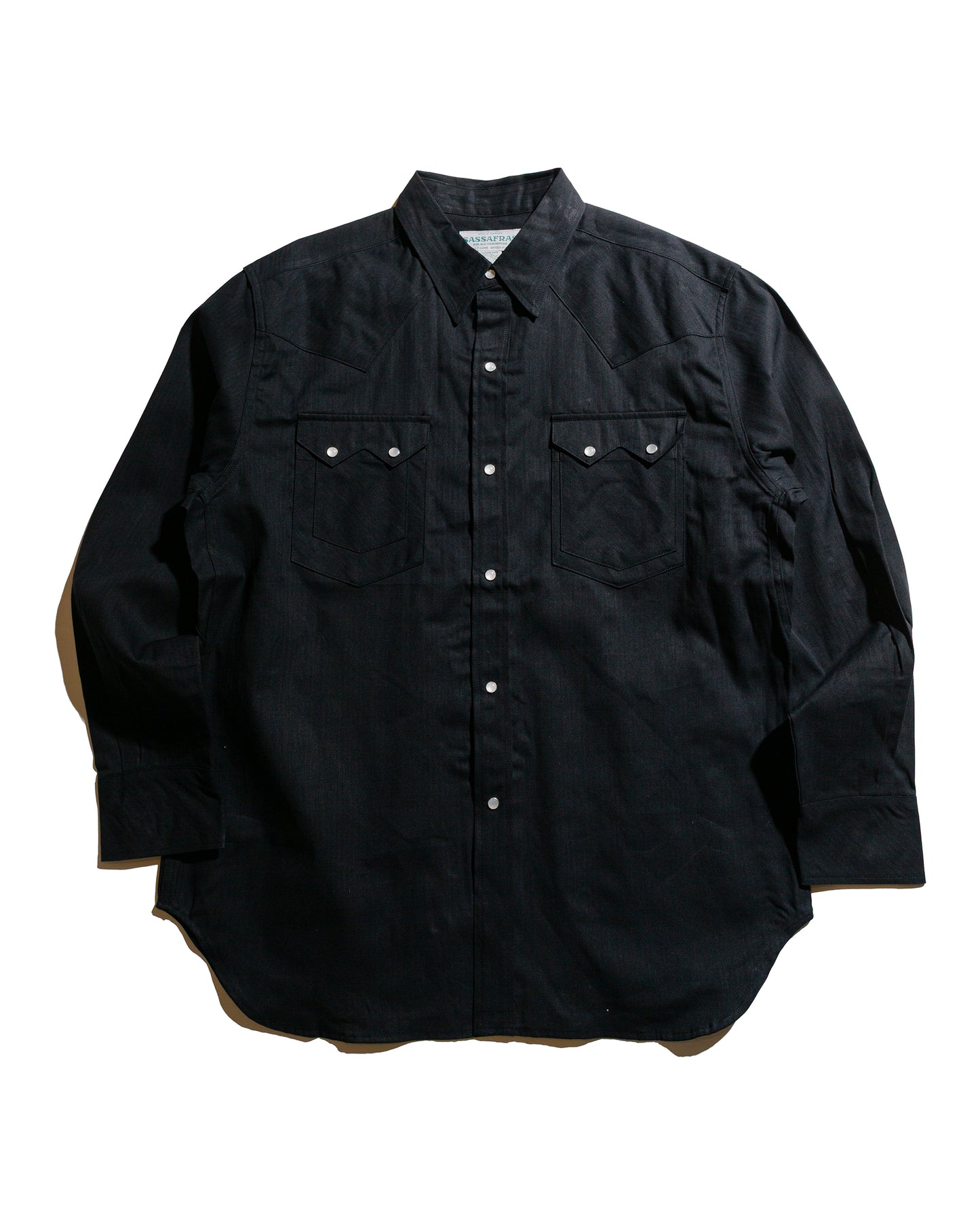 lost & found Sassafras Sassafras Weeds Digger Shirt 6.5oz Herringbone Denim Black