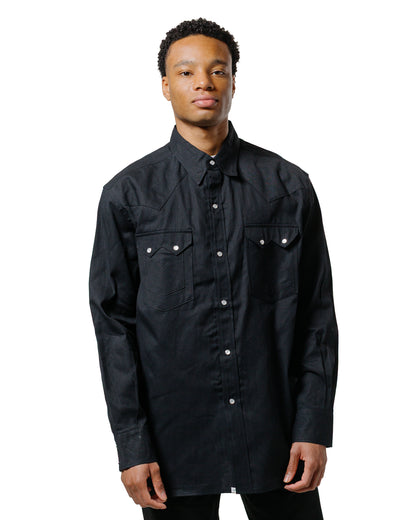 lost & found Sassafras Sassafras Weeds Digger Shirt 6.5oz Herringbone Denim Black