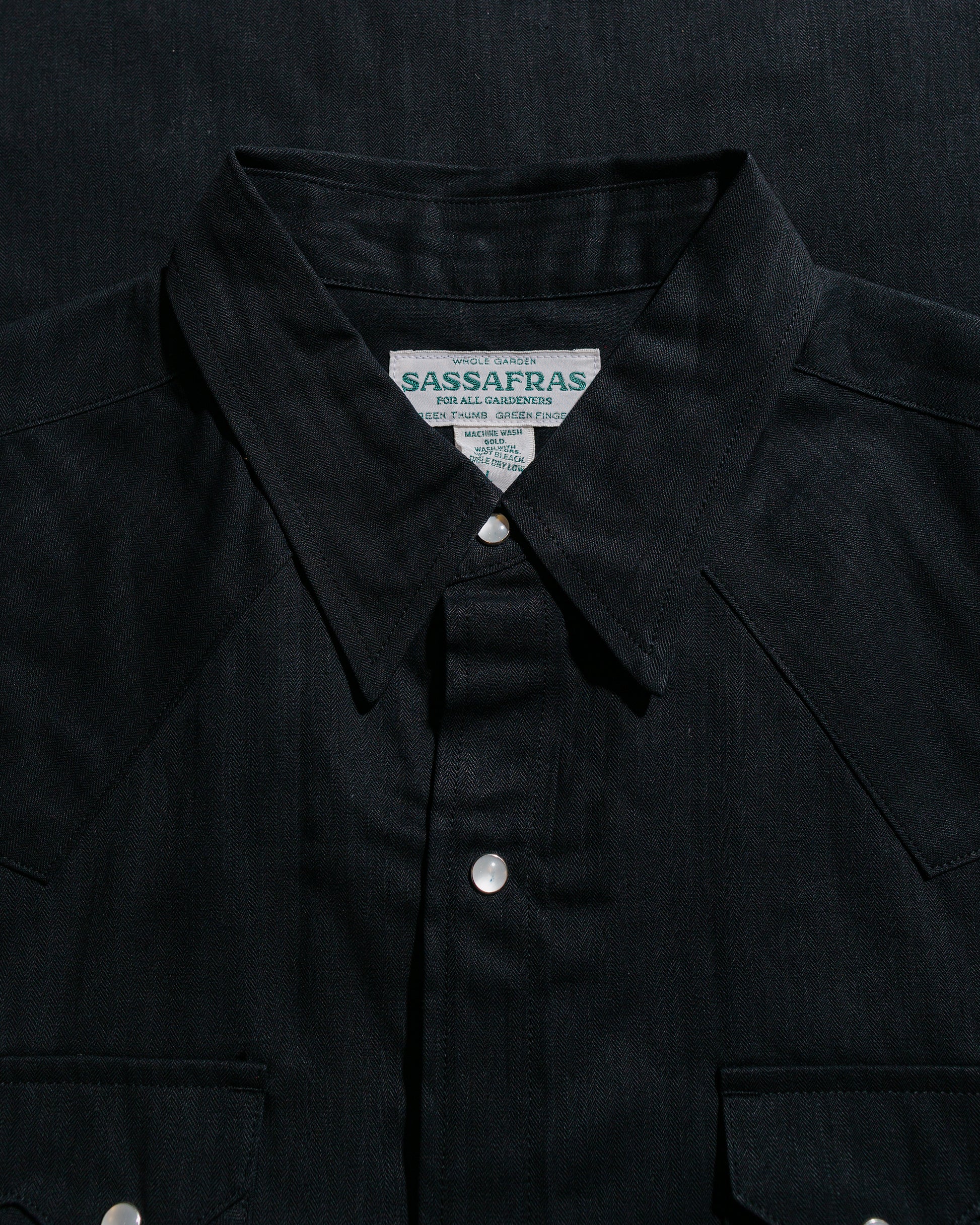 lost & found Sassafras Sassafras Weeds Digger Shirt 6.5oz Herringbone Denim Black