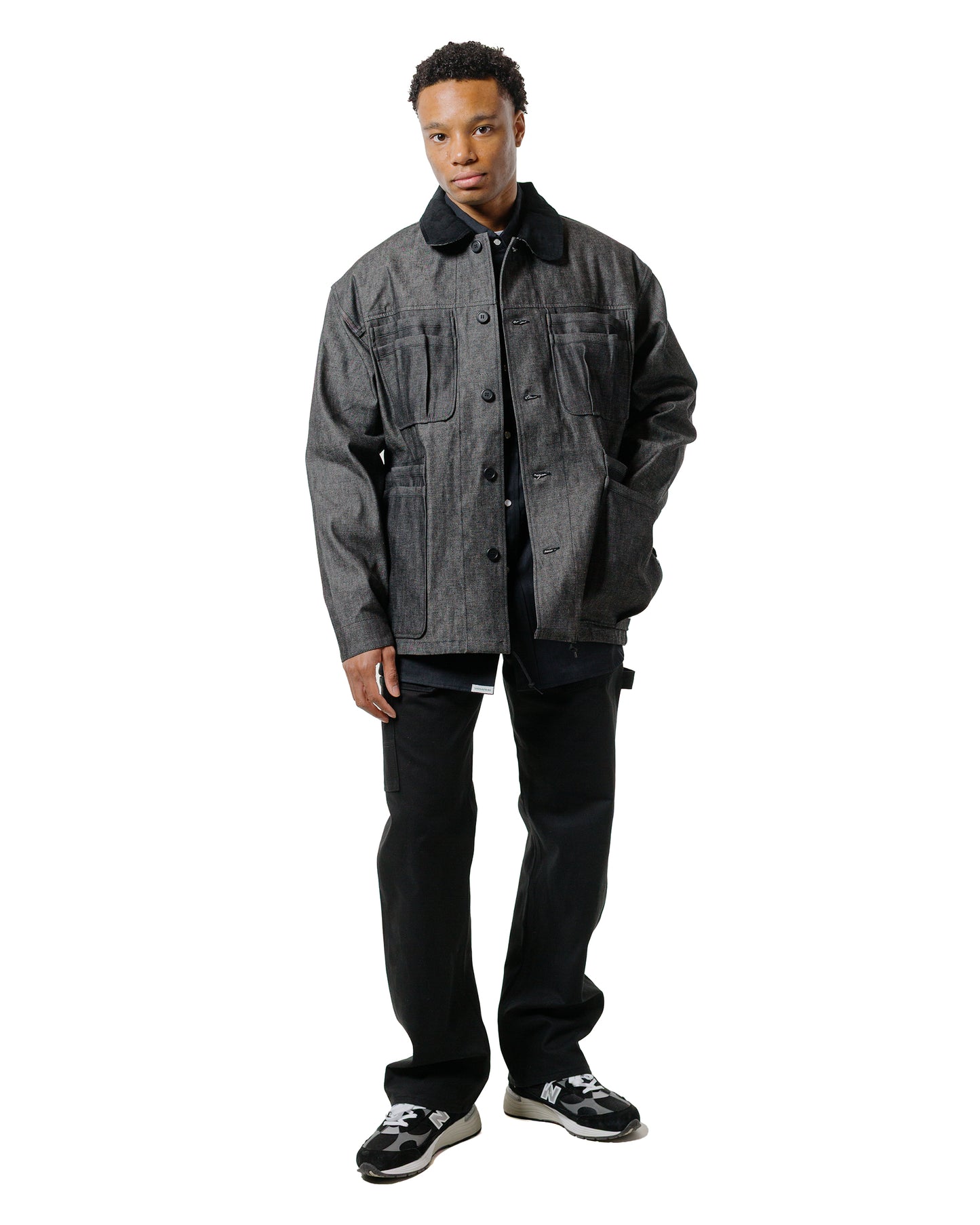 lost & found Sassafras Sassafras Weeds Digger Shirt 6.5oz Herringbone Denim Black