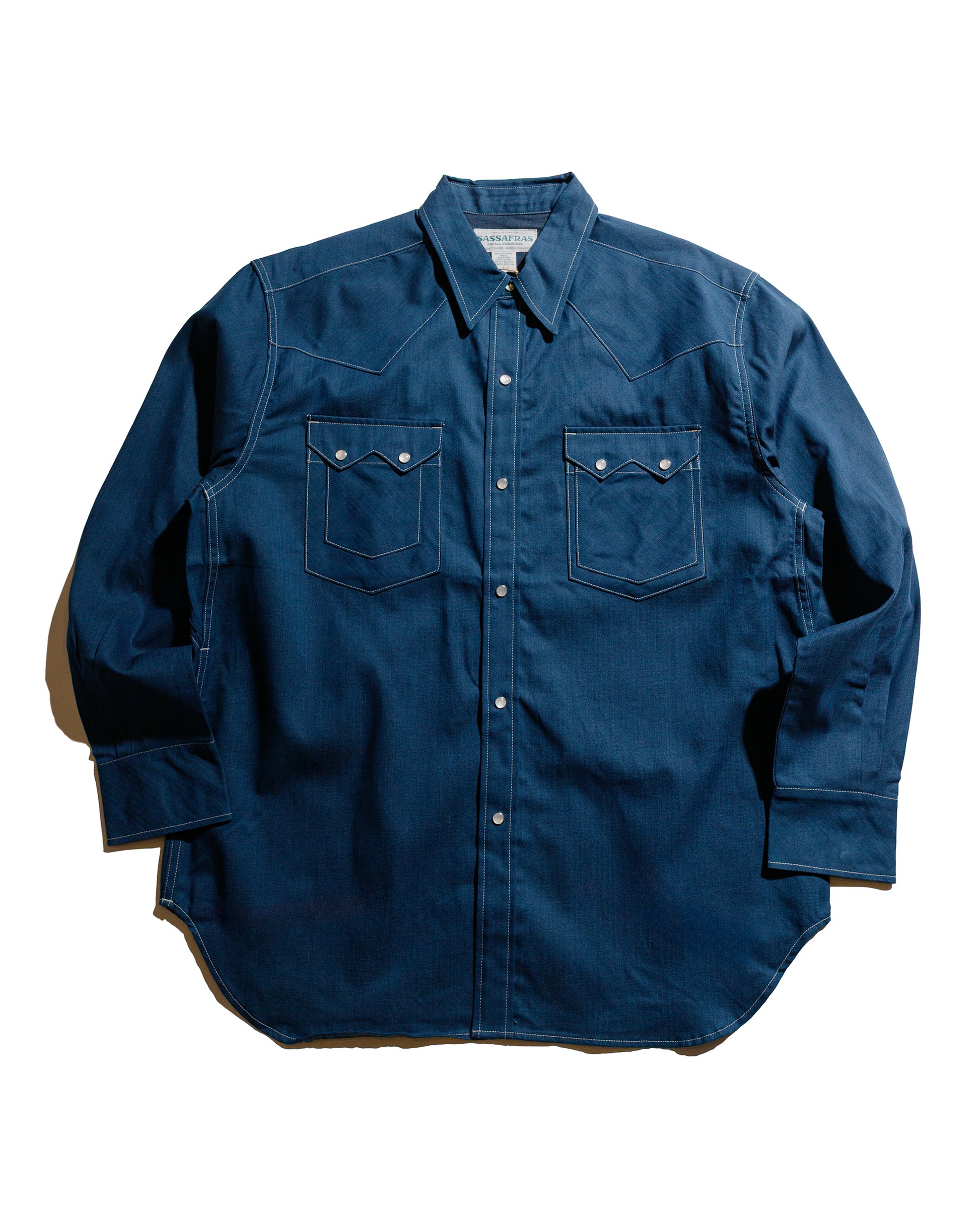 lost & found Sassafras Sassafras Weeds Digger Shirt 6.5oz Herringbone Denim Indigo