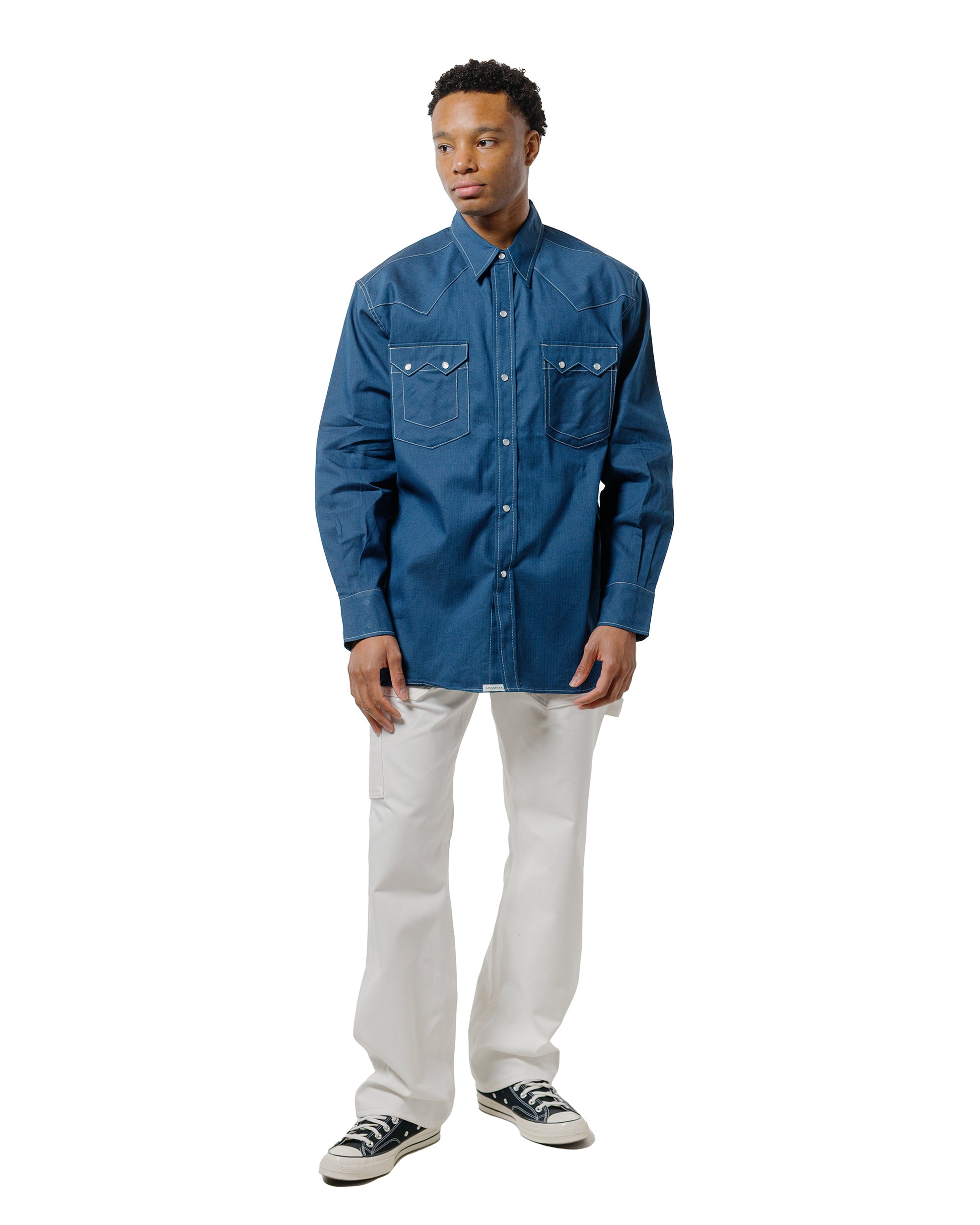 lost & found Sassafras Sassafras Weeds Digger Shirt 6.5oz Herringbone Denim Indigo
