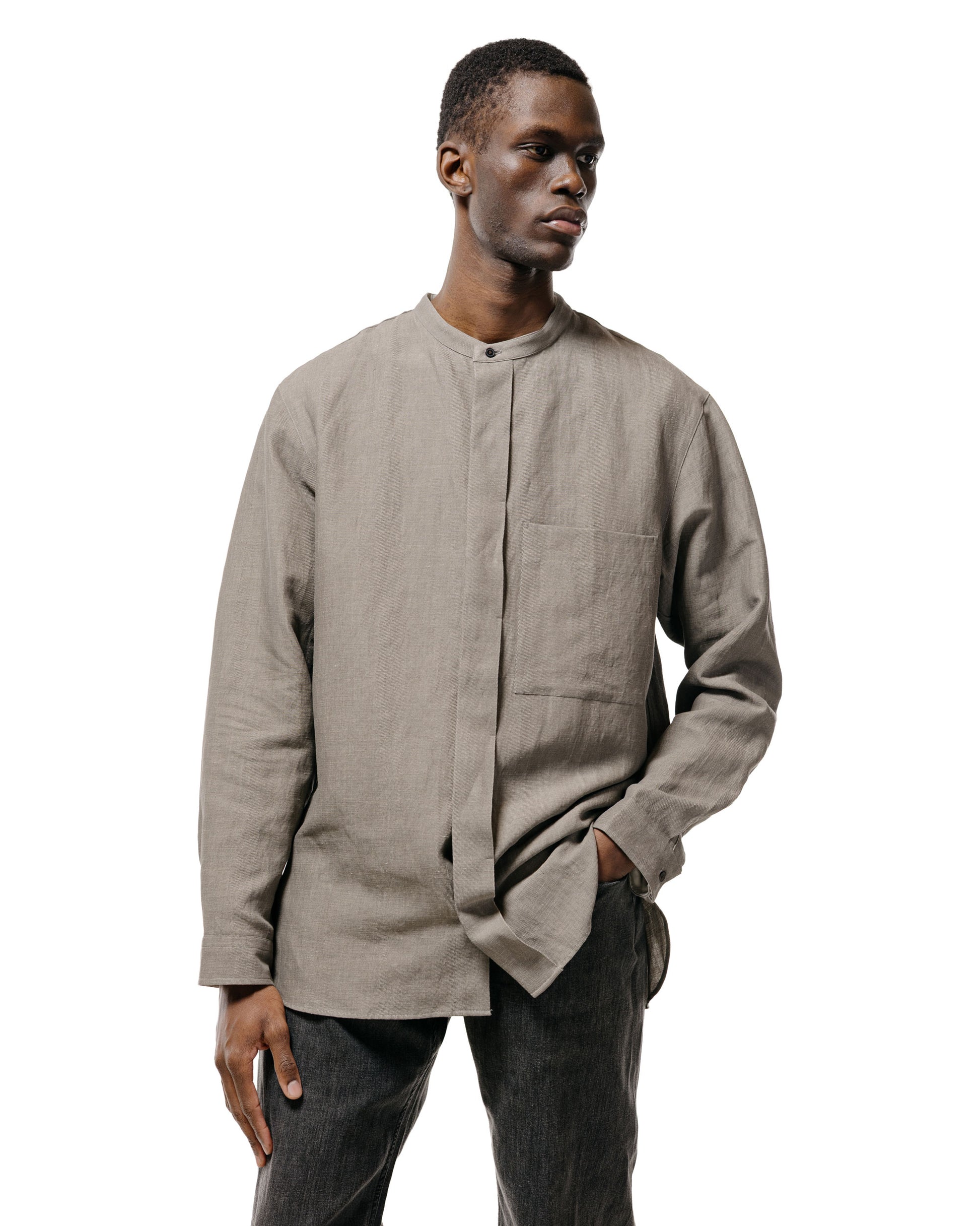 lost & found Seya. Seya. Riverman Overshirt/Kersey Chambray Linen Clay