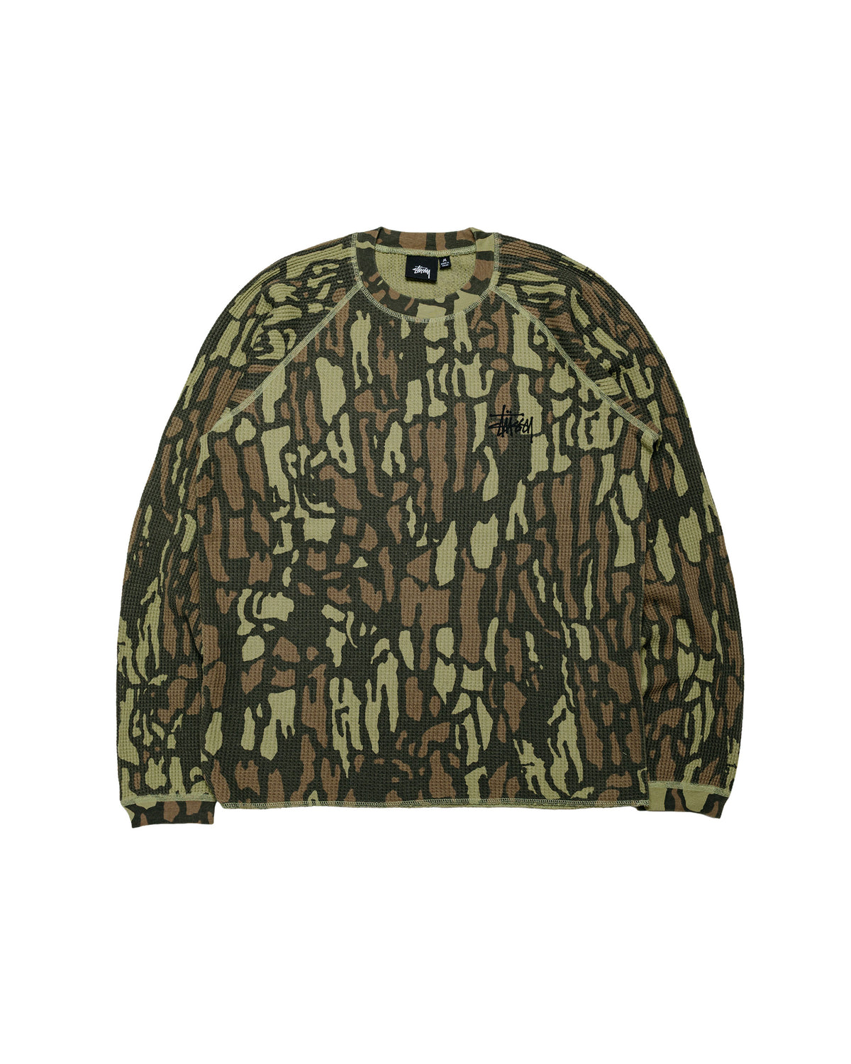 Stüssy Basic Stock Raglan Thermal Tree Bark Camo