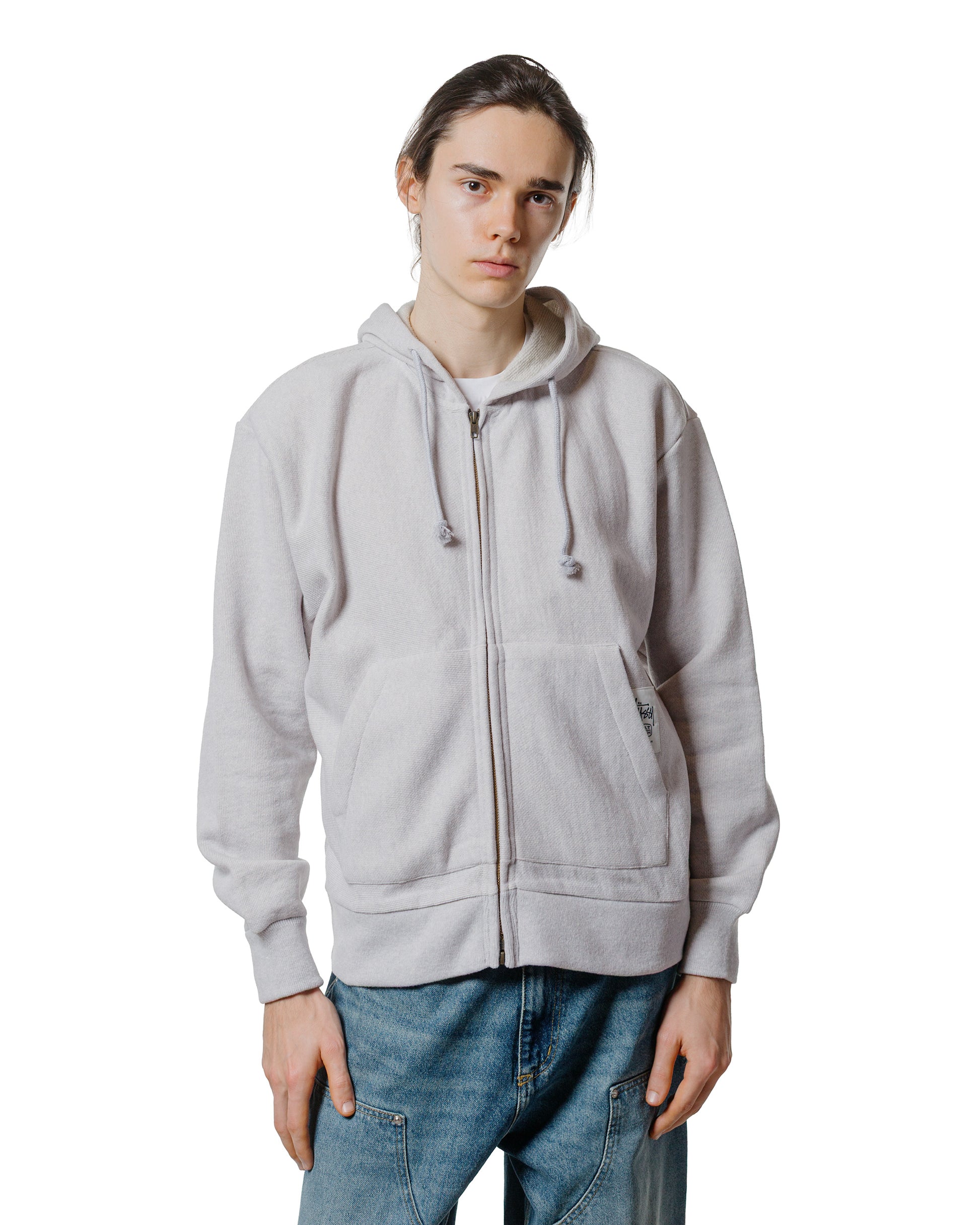 lost & found Stussy Stüssy Brass Zip Knit Hood Ash Heather
