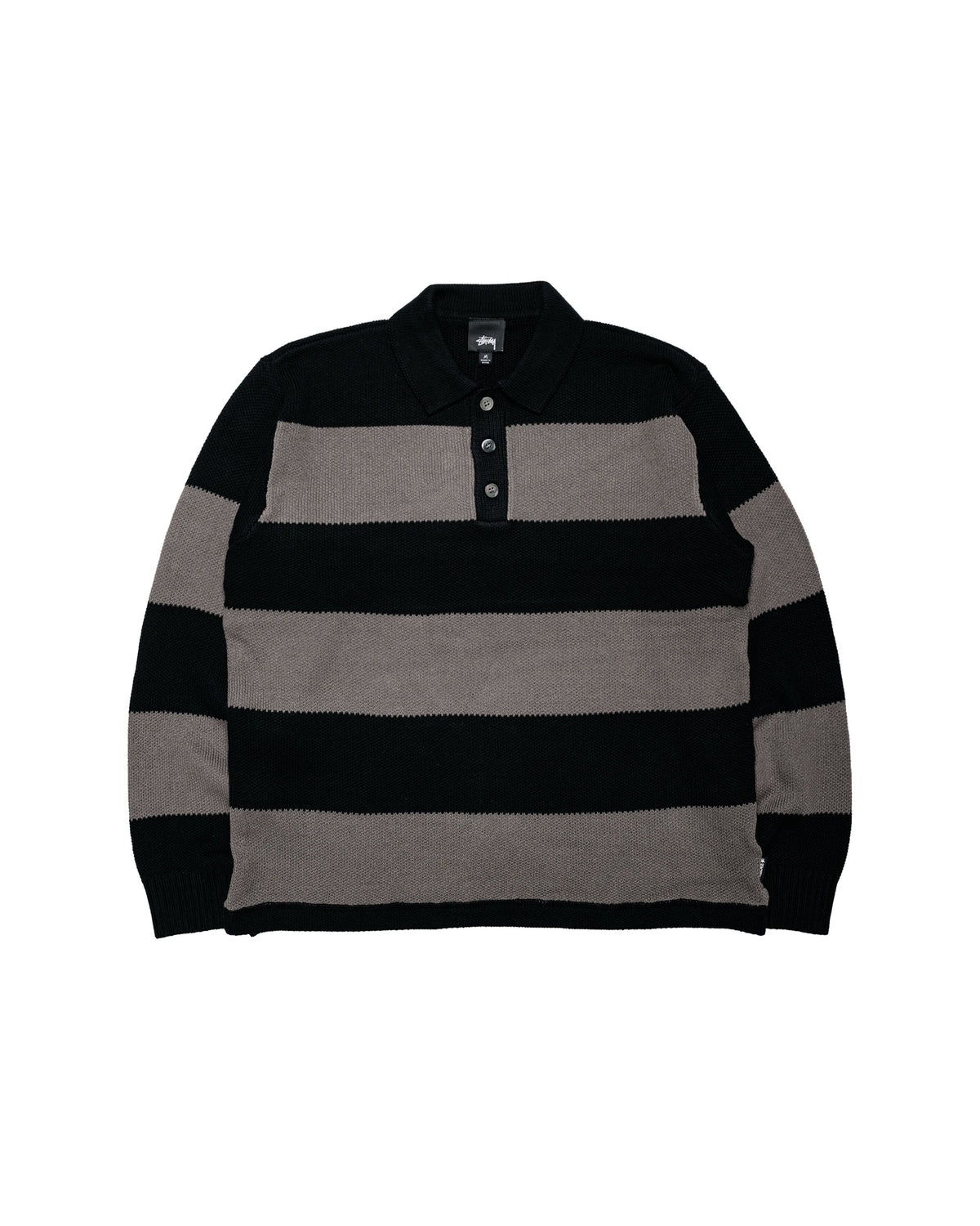 Stüssy Pique Knit Stripe Rugby Black