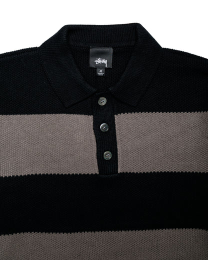 Stüssy Pique Knit Stripe Rugby Black