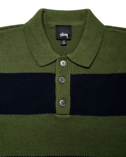 Stüssy Pique Knit Stripe Rugby Olive