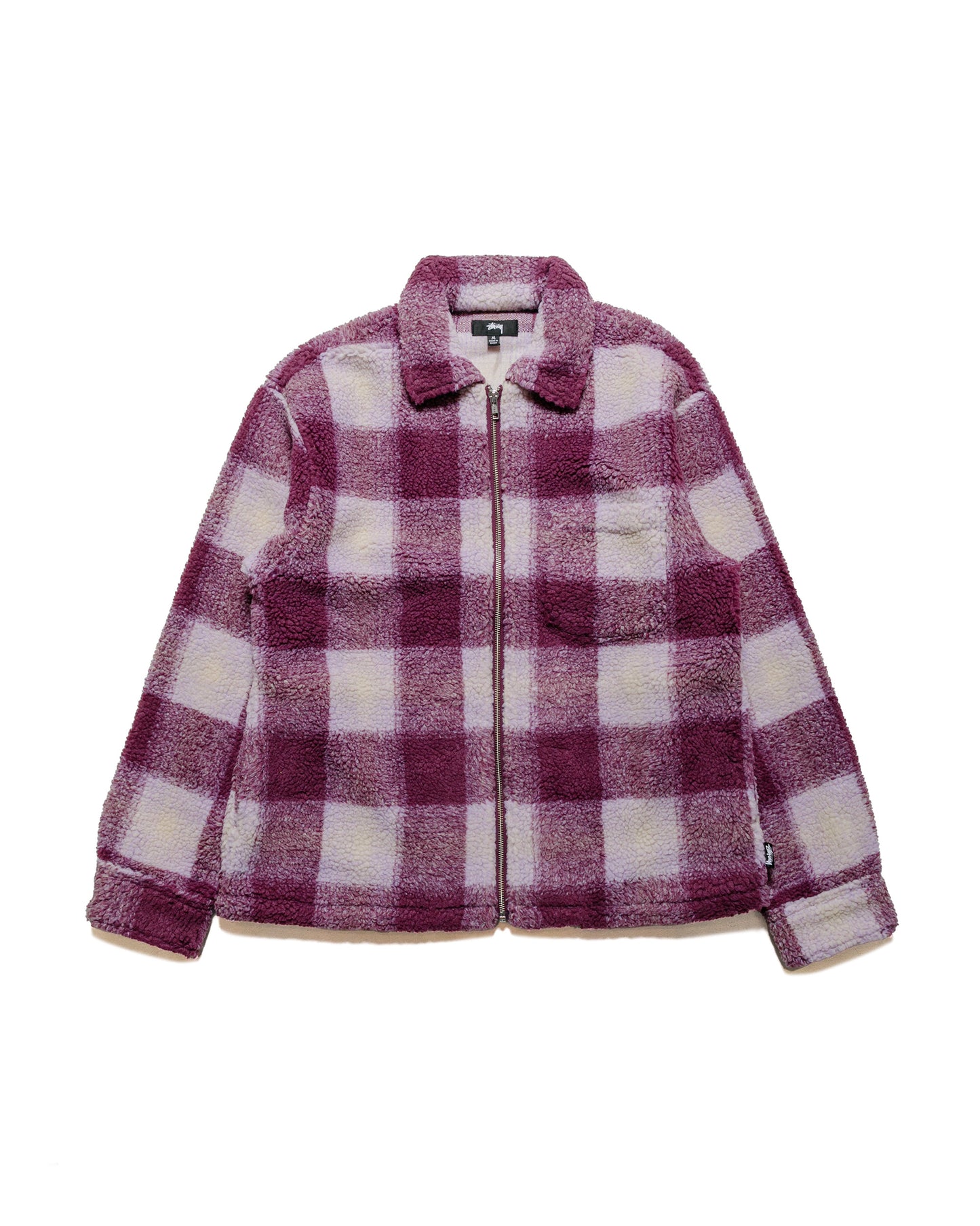 lost & found Stussy Stüssy Zip Sherpa Shadow Plaid Berry
