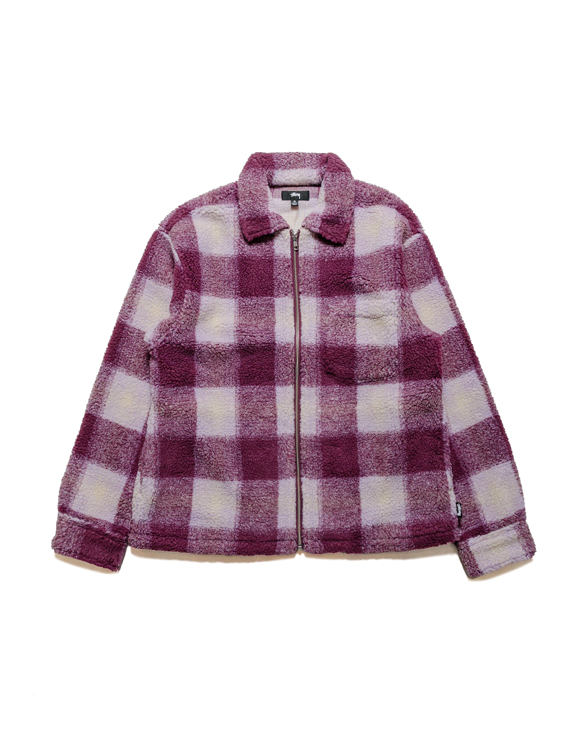 lost & found Stussy Stüssy Zip Sherpa Shadow Plaid Berry
