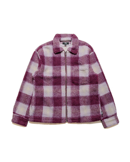 lost & found Stussy Stüssy Zip Sherpa Shadow Plaid Berry