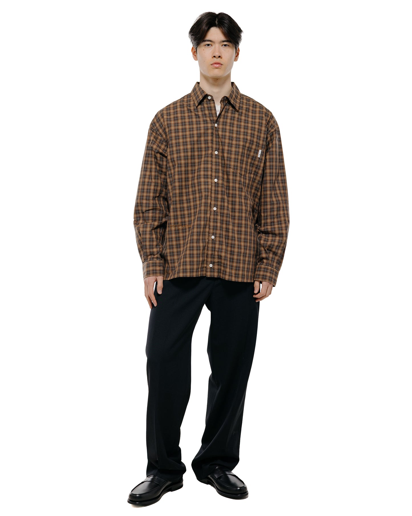 TTT MSW Regular Collar Shirt Brown Check