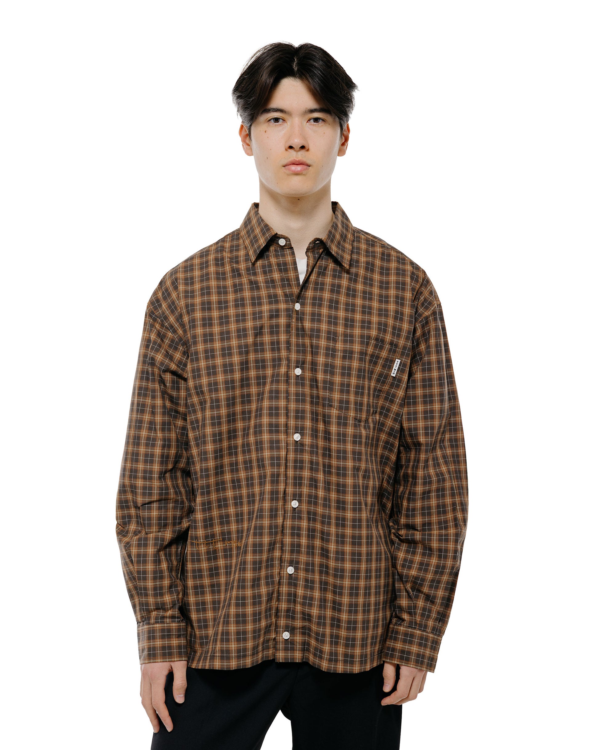 TTT MSW Regular Collar Shirt Brown Check