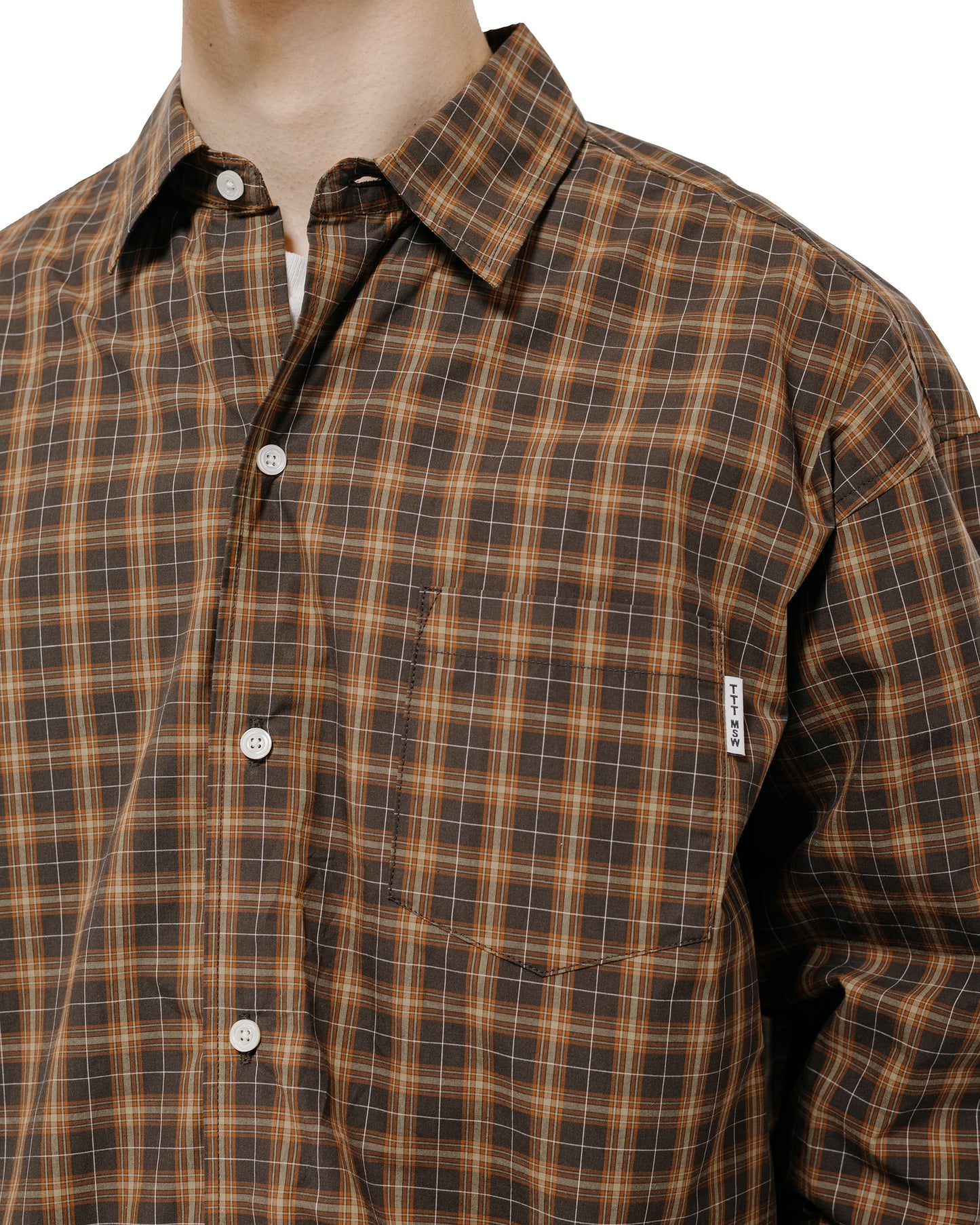 TTT MSW Regular Collar Shirt Brown Check