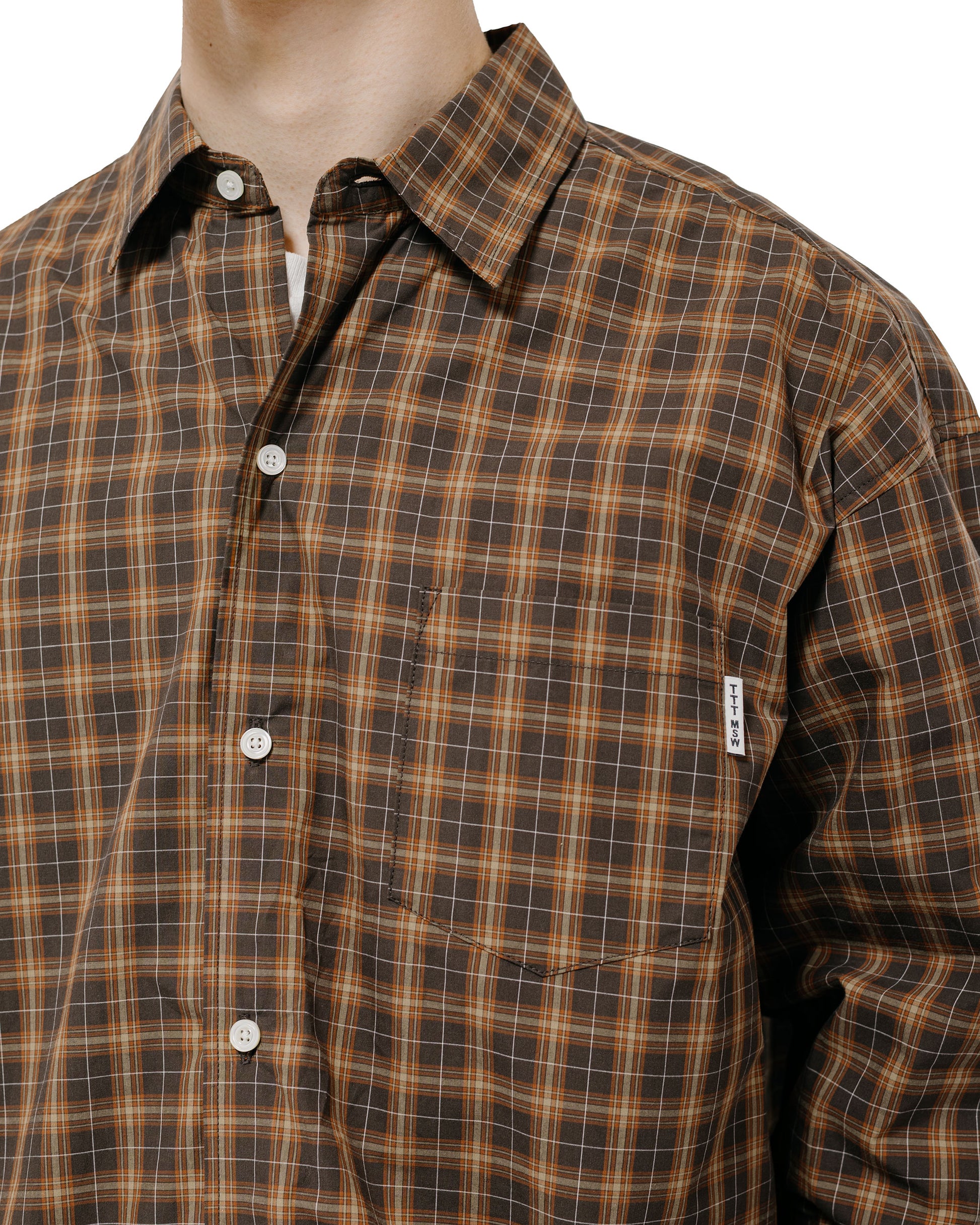 TTT MSW Regular Collar Shirt Brown Check