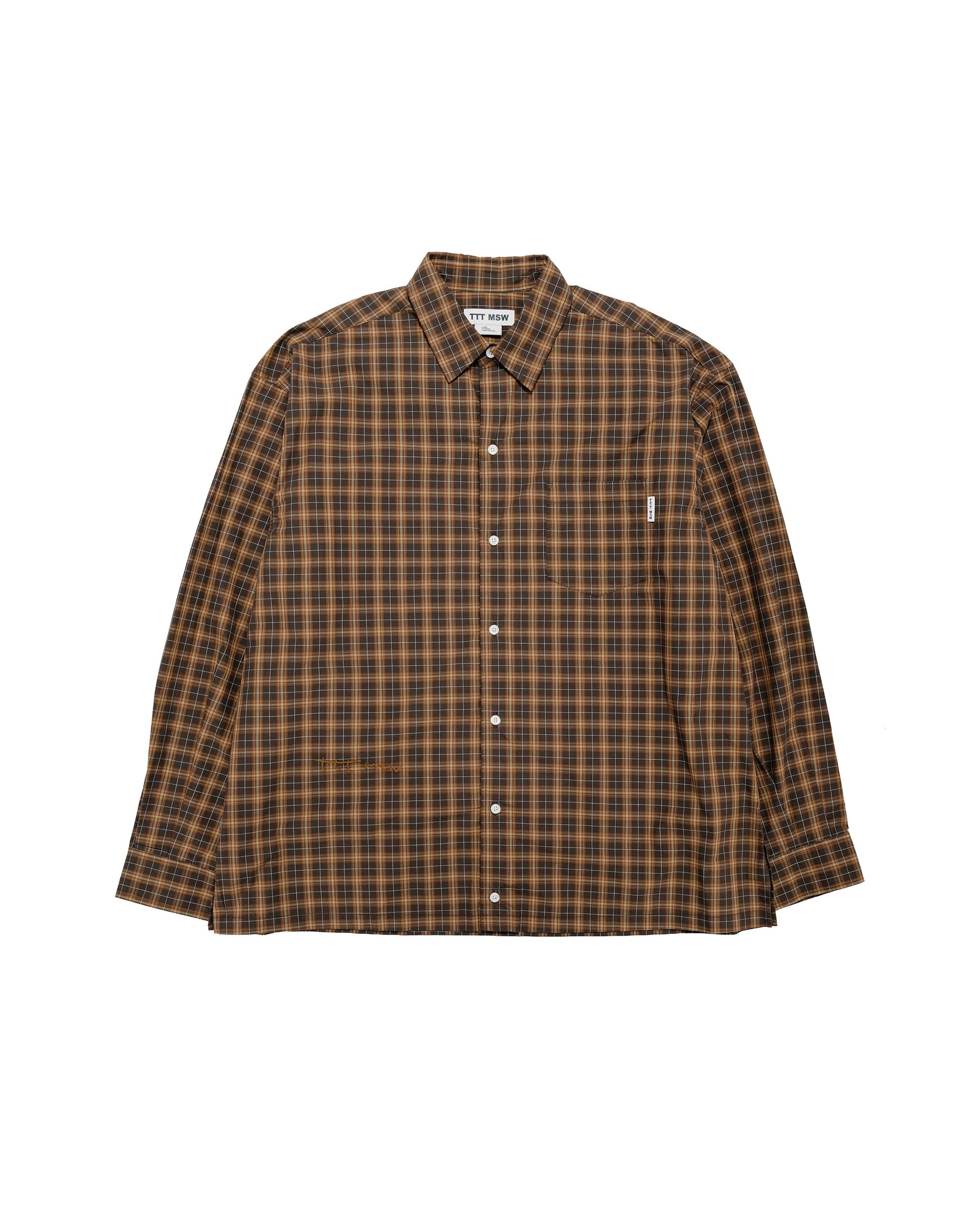 TTT MSW Regular Collar Shirt Brown Check