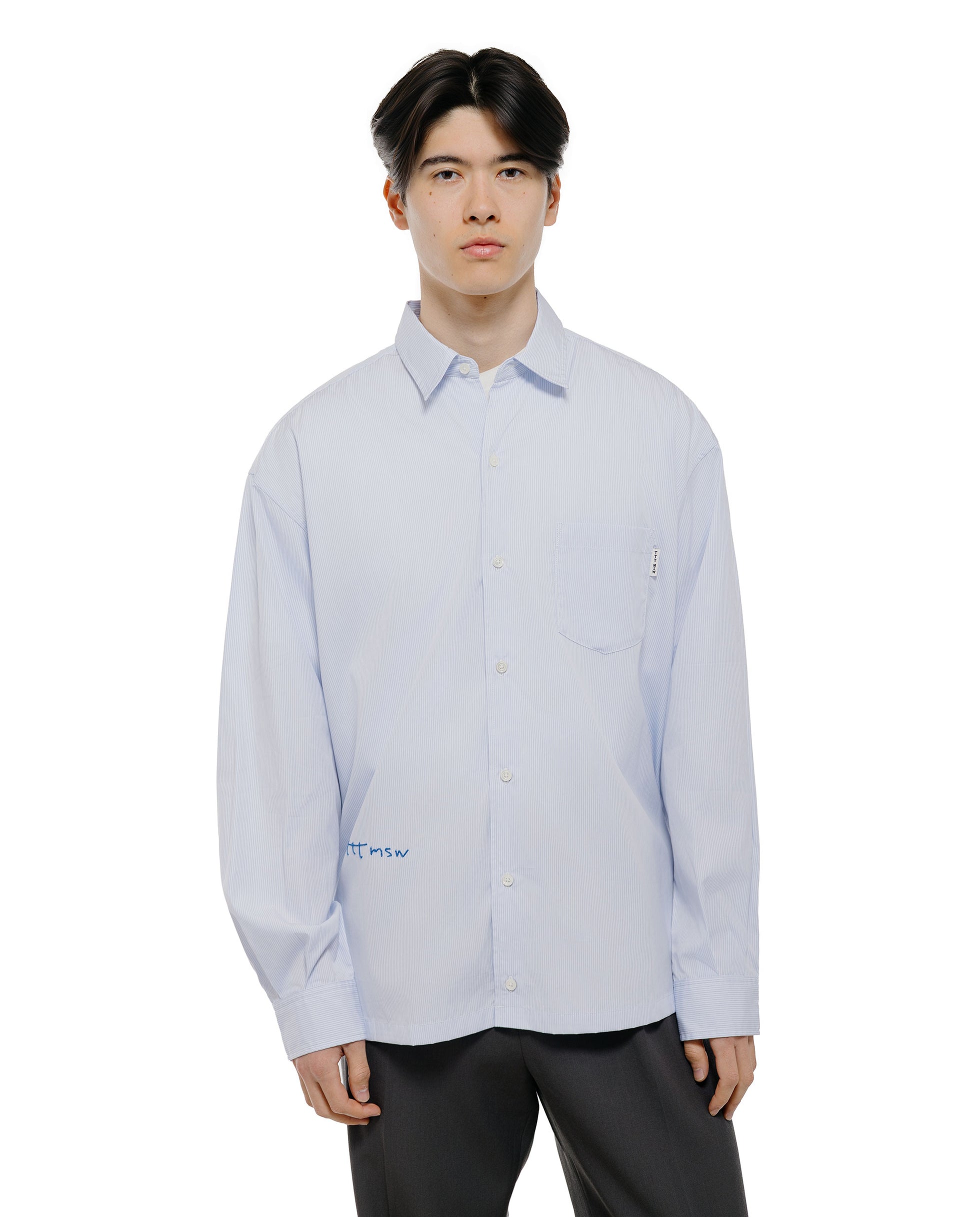 TTT MSW Regular Collar Shirt White Stripe