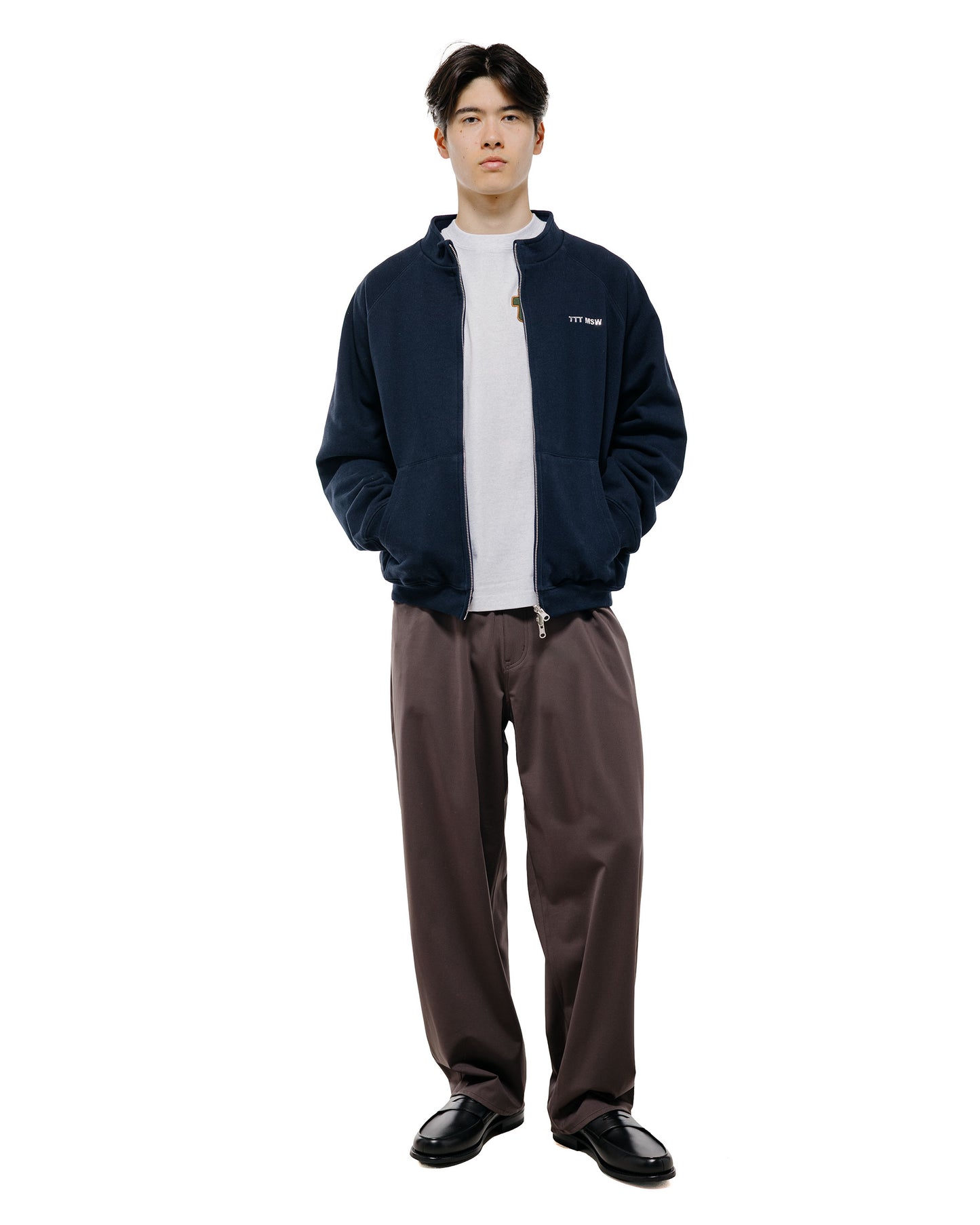TTT MSW Zip Up Crew Neck Sweat Navy