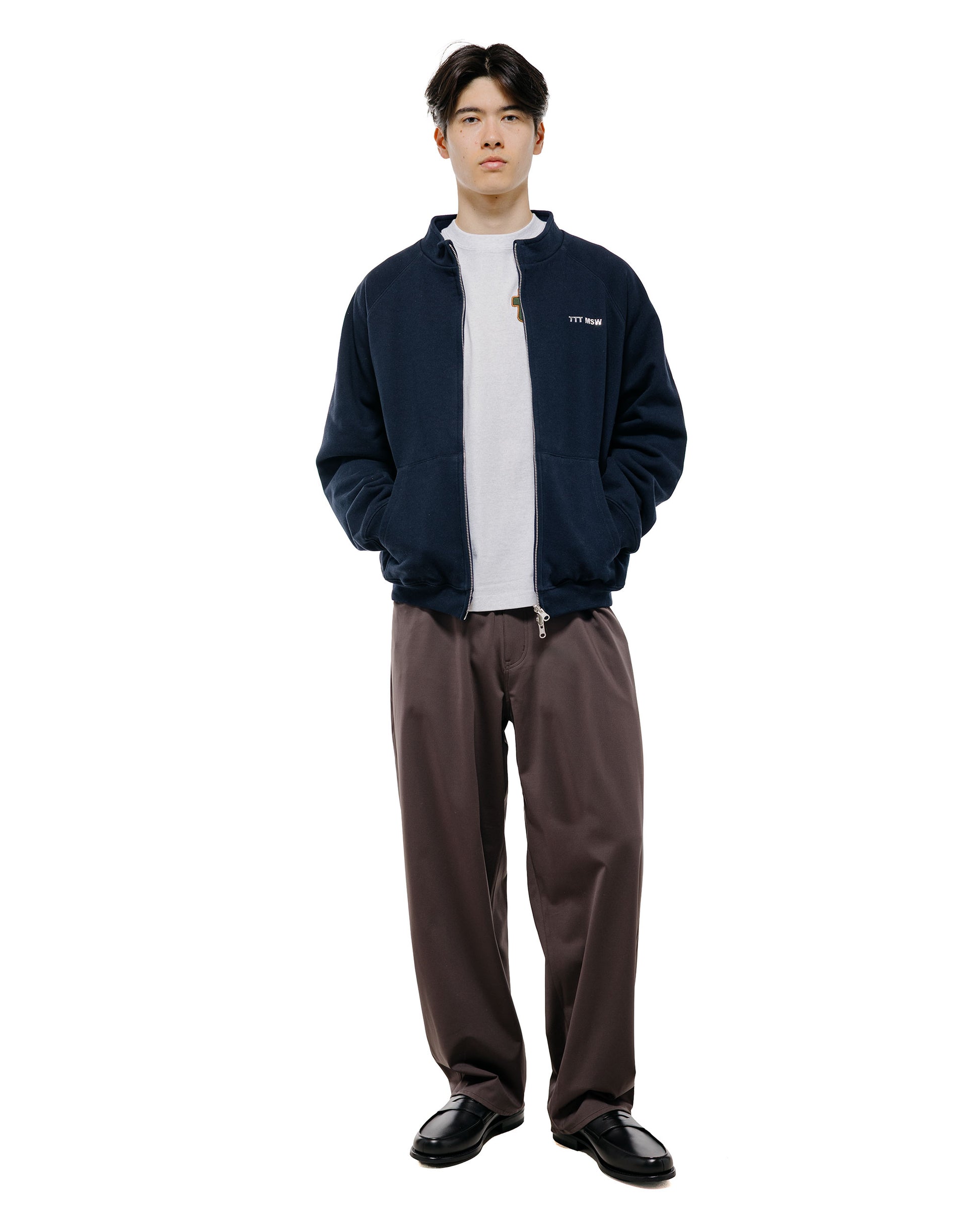 TTT MSW Zip Up Crew Neck Sweat Navy