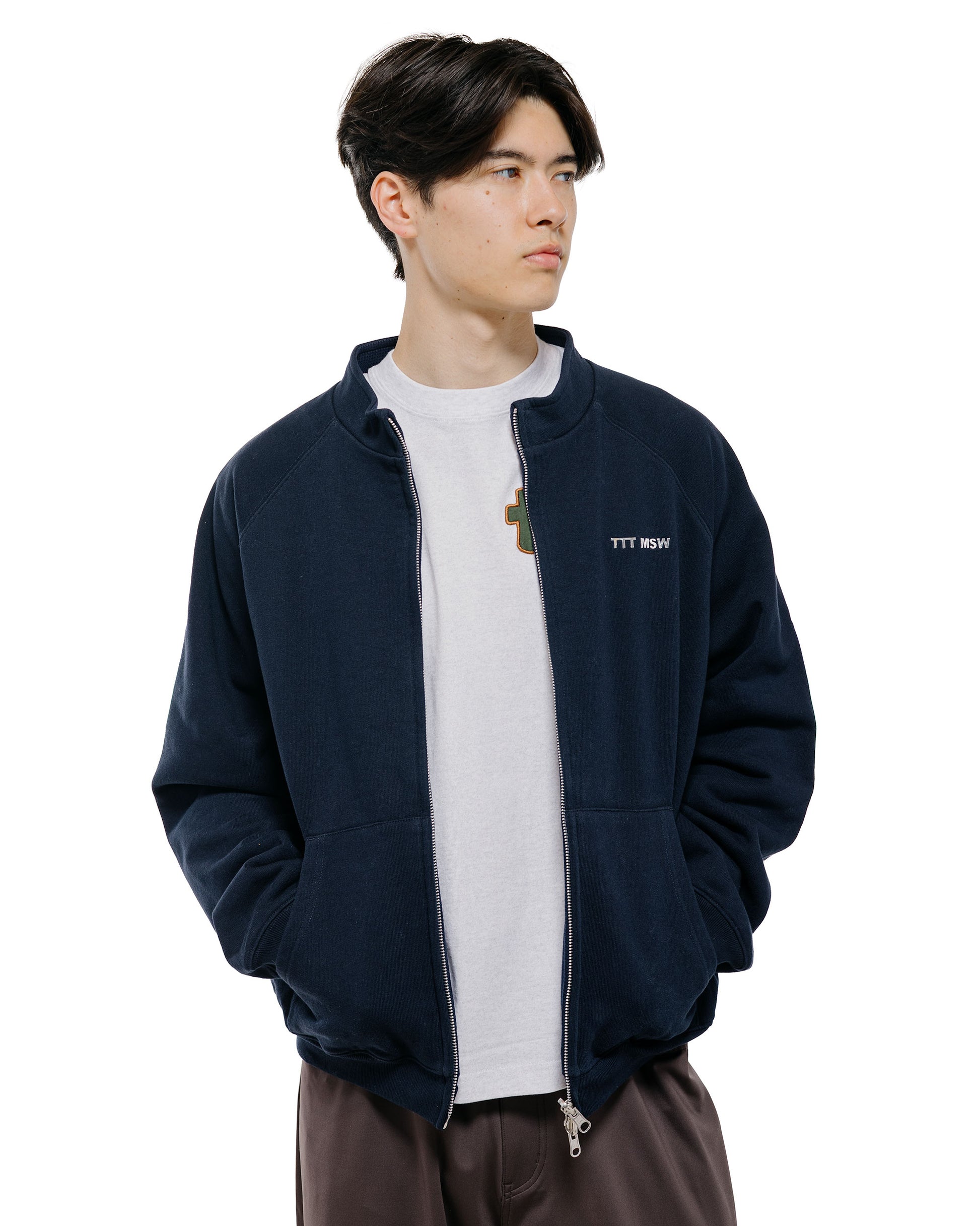 TTT MSW Zip Up Crew Neck Sweat Navy