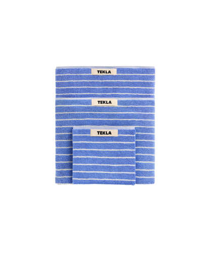 lost & found TEKLA Tekla Terry Bath Towel Clear Blue Stripes