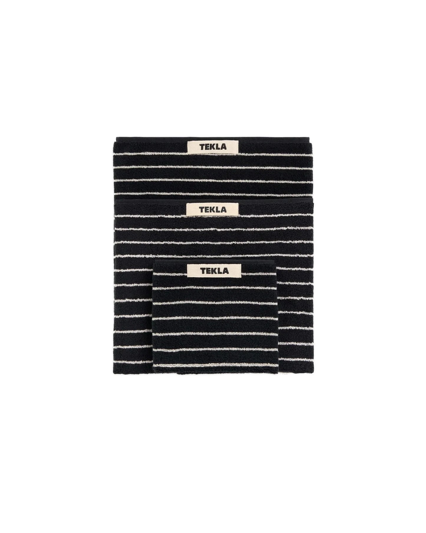 lost & found TEKLA Tekla Terry Washcloth Black Stripes