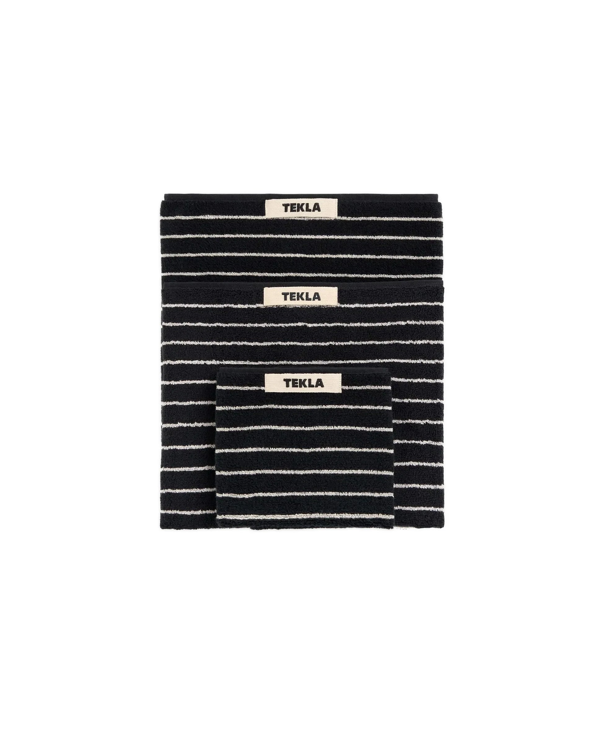 lost & found TEKLA Tekla Terry Washcloth Black Stripes