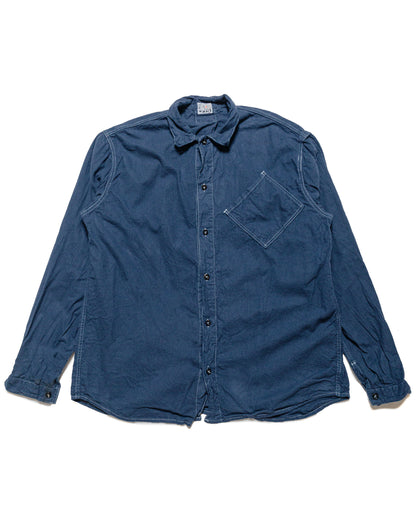 lost & found Tender Tender 465 Argyle Chest Pocket Shirt Barge Blue Cotton Flannel Rinsed