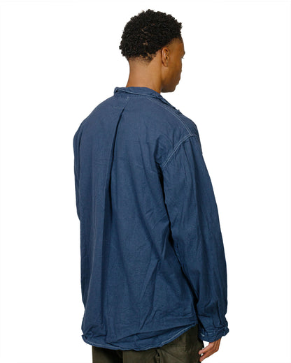 lost & found Tender Tender 465 Argyle Chest Pocket Shirt Barge Blue Cotton Flannel Rinsed