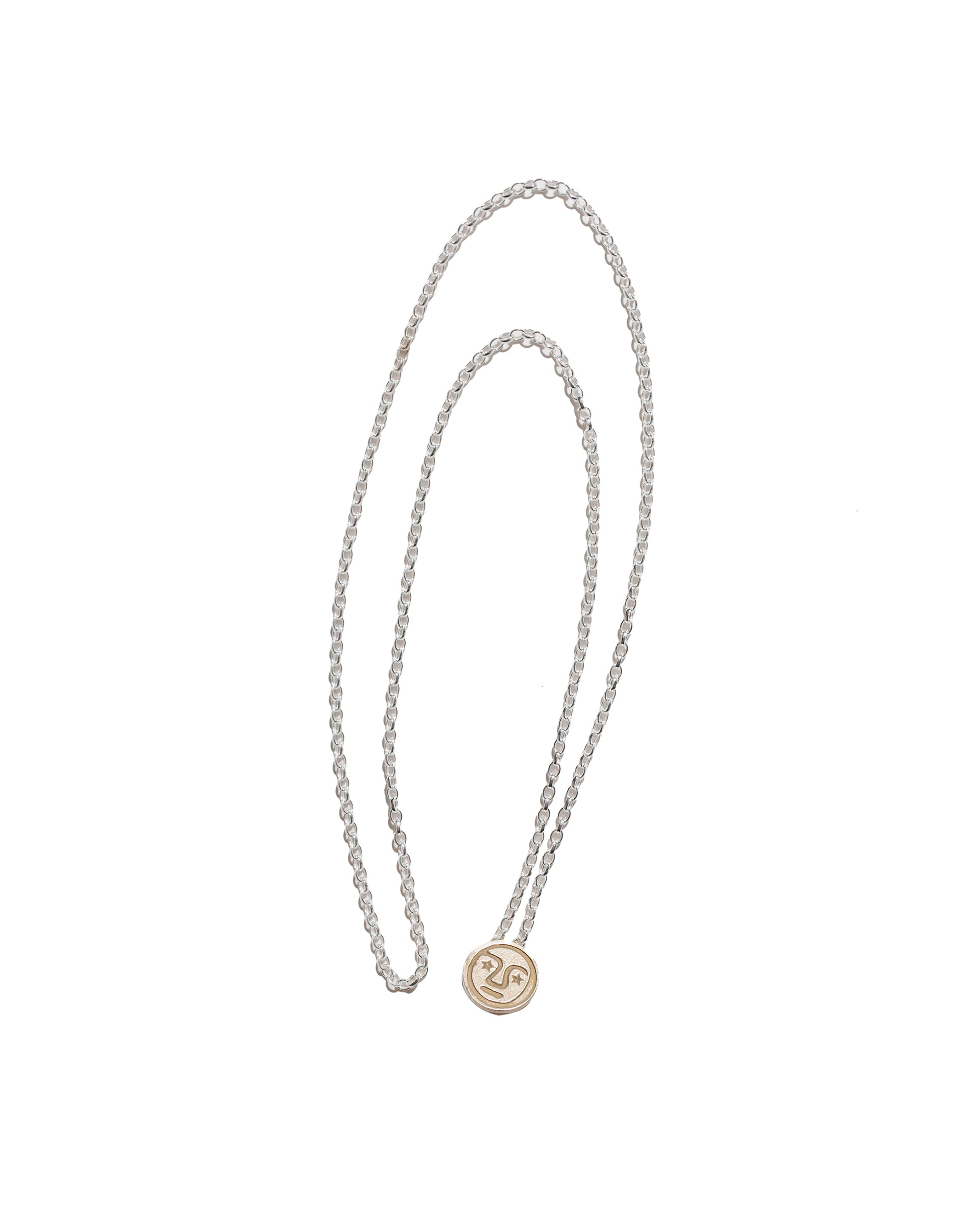 lost & found Tender Tender Penna Button Necklace Brass and .925 Silver Polished