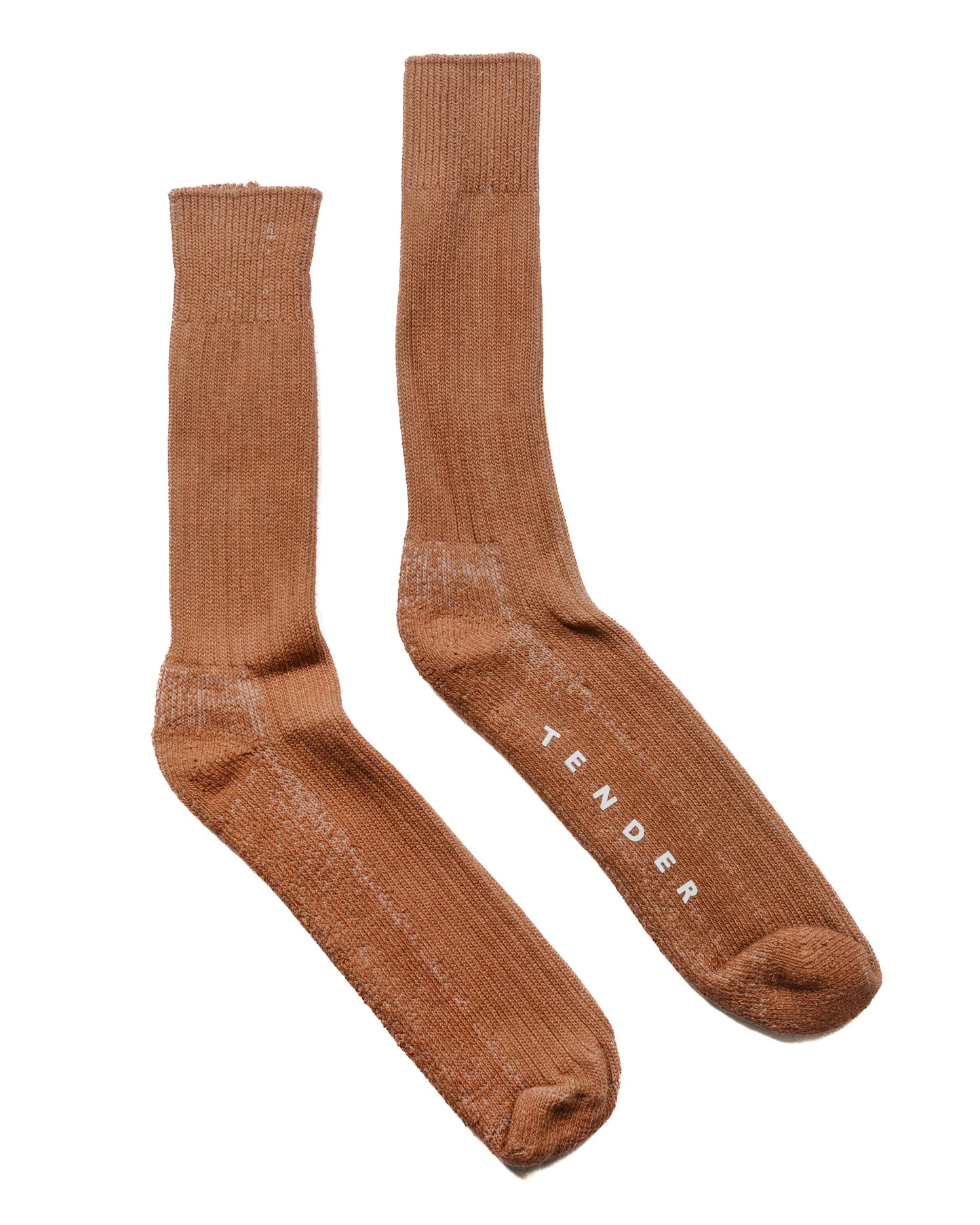 lost & found Tender Tender Rib Calf Socks Cotton Burnt Sienna Dyed