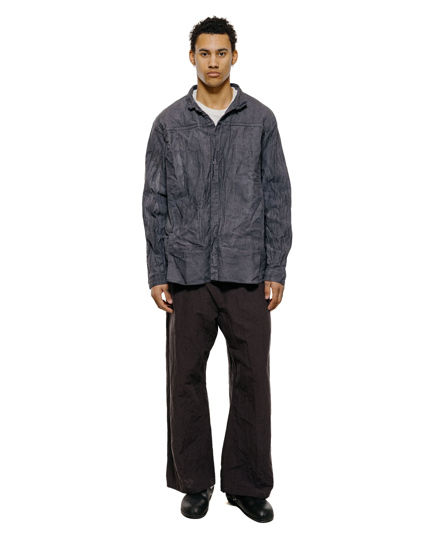 lost & found Tender Tender Type 401 Pleat Pocket Shirt Cotton Drop Cloth Grey Logwood