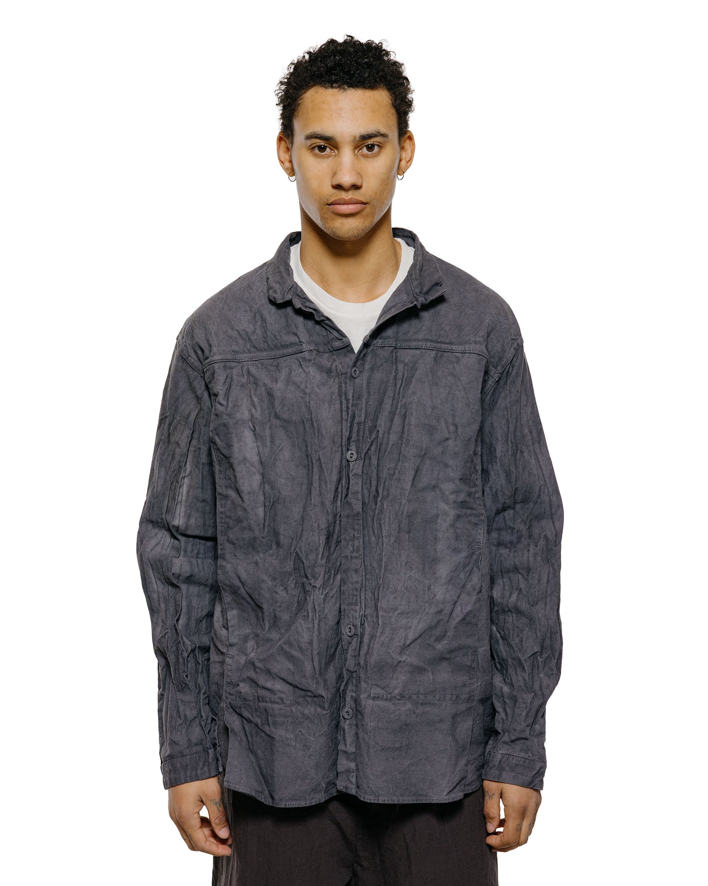 lost & found Tender Tender Type 401 Pleat Pocket Shirt Cotton Drop Cloth Grey Logwood