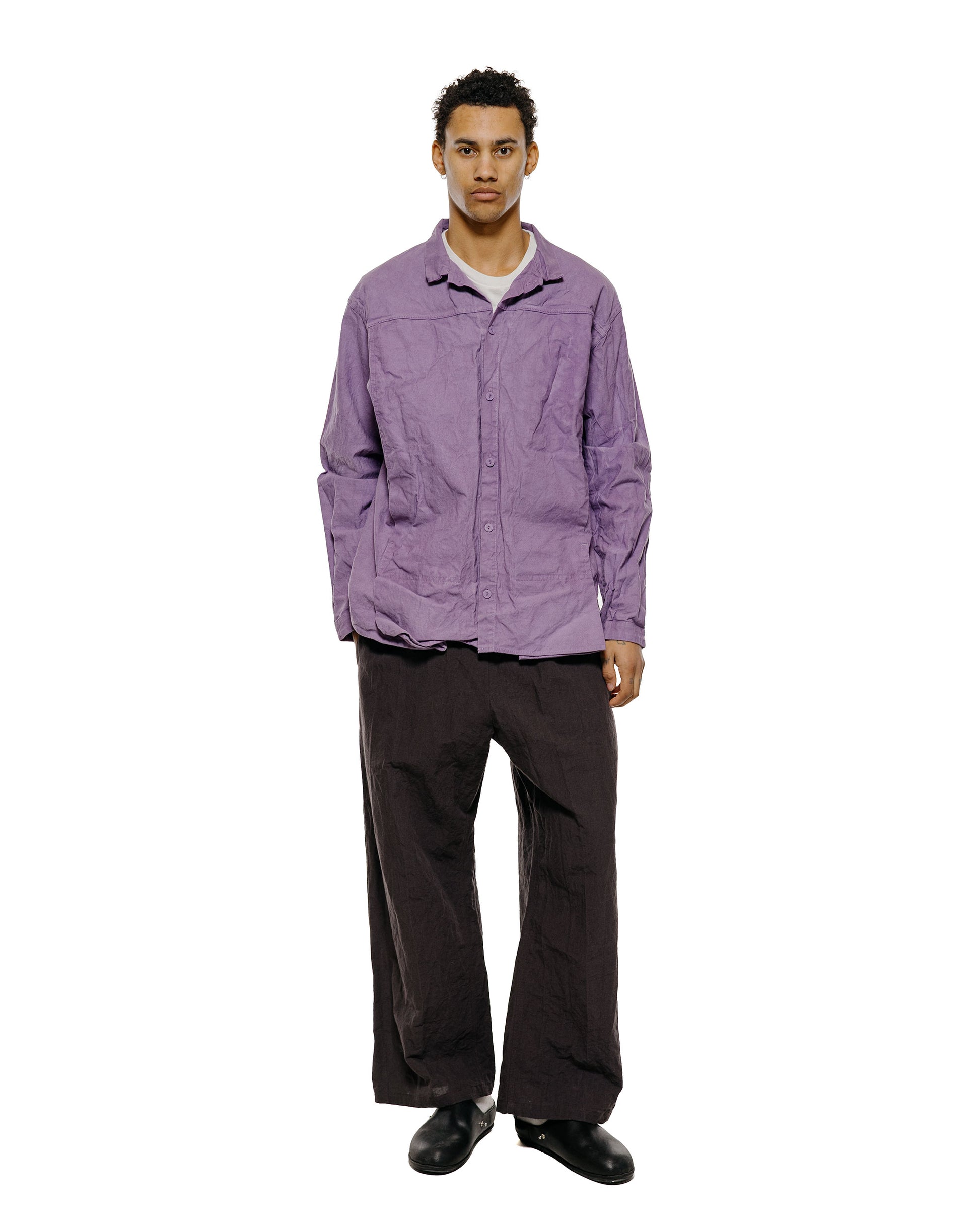 lost & found Tender Tender Type 401 Pleat Pocket Shirt Cotton Drop Cloth Purple Logwood