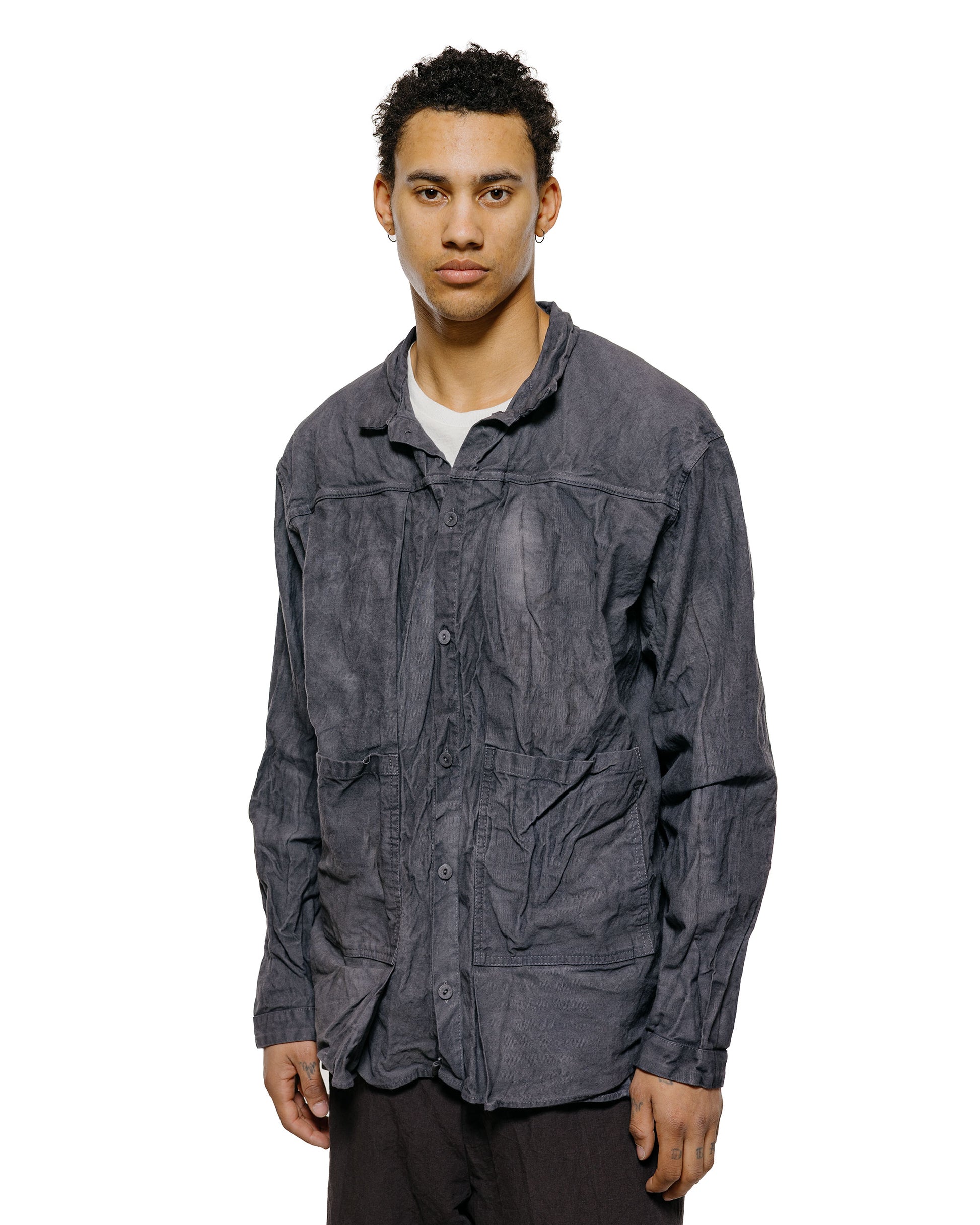 lost & found Tender Tender Type 402 Two Birds Shirt Cotton Drop Cloth Grey Logwood