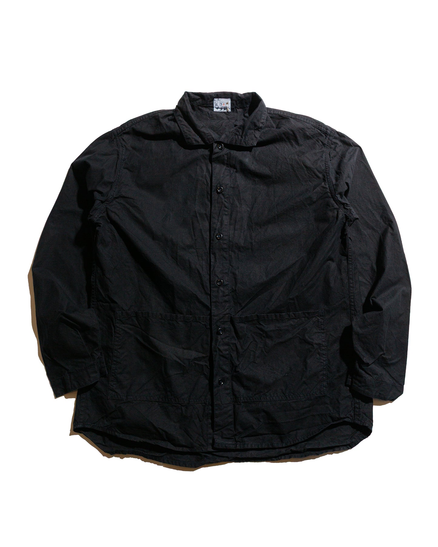 lost & found Tender Tender Type 468 Flipped Collar Shirt Black Cotton Panama Hadal Blue