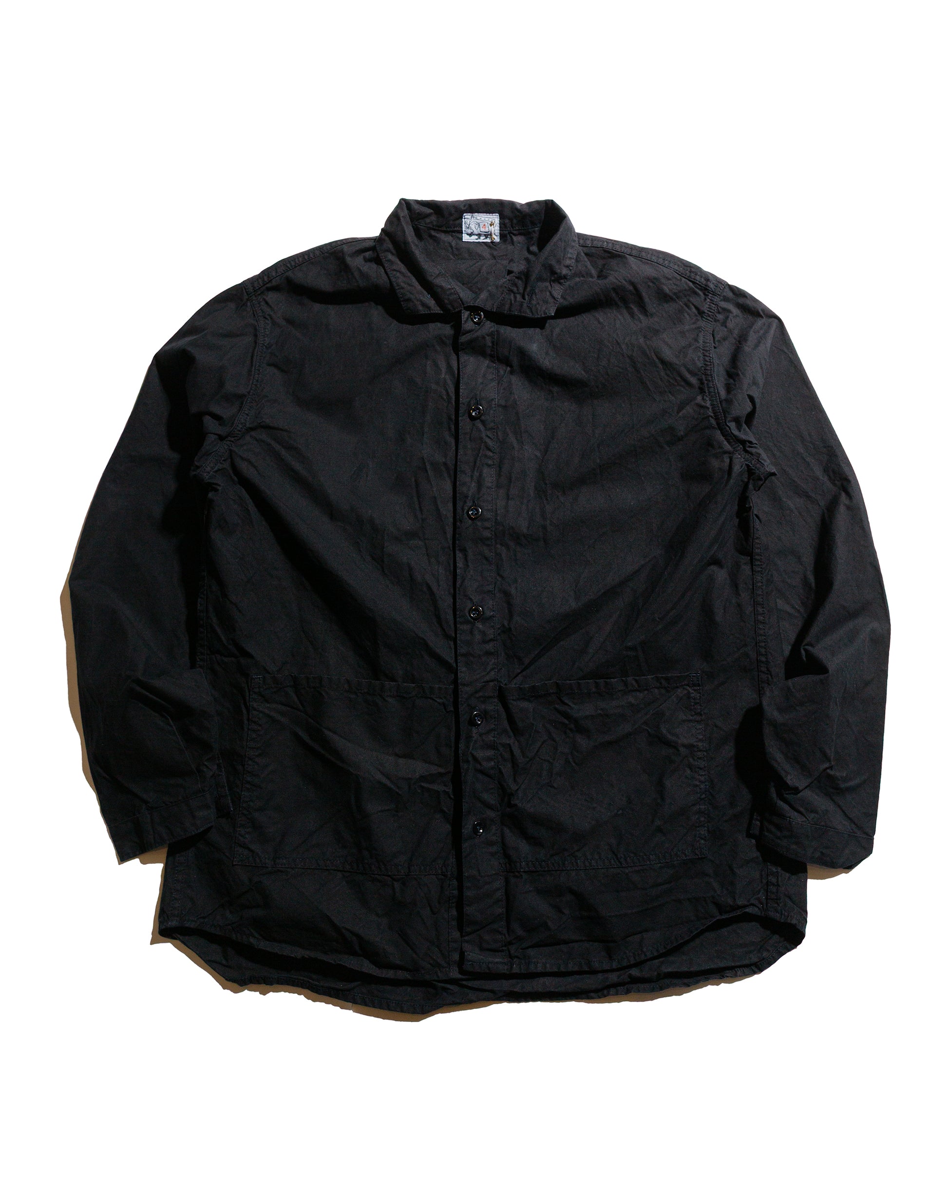 lost & found Tender Tender Type 468 Flipped Collar Shirt Black Cotton Panama Hadal Blue