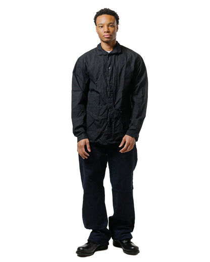 lost & found Tender Tender Type 468 Flipped Collar Shirt Black Cotton Panama Hadal Blue