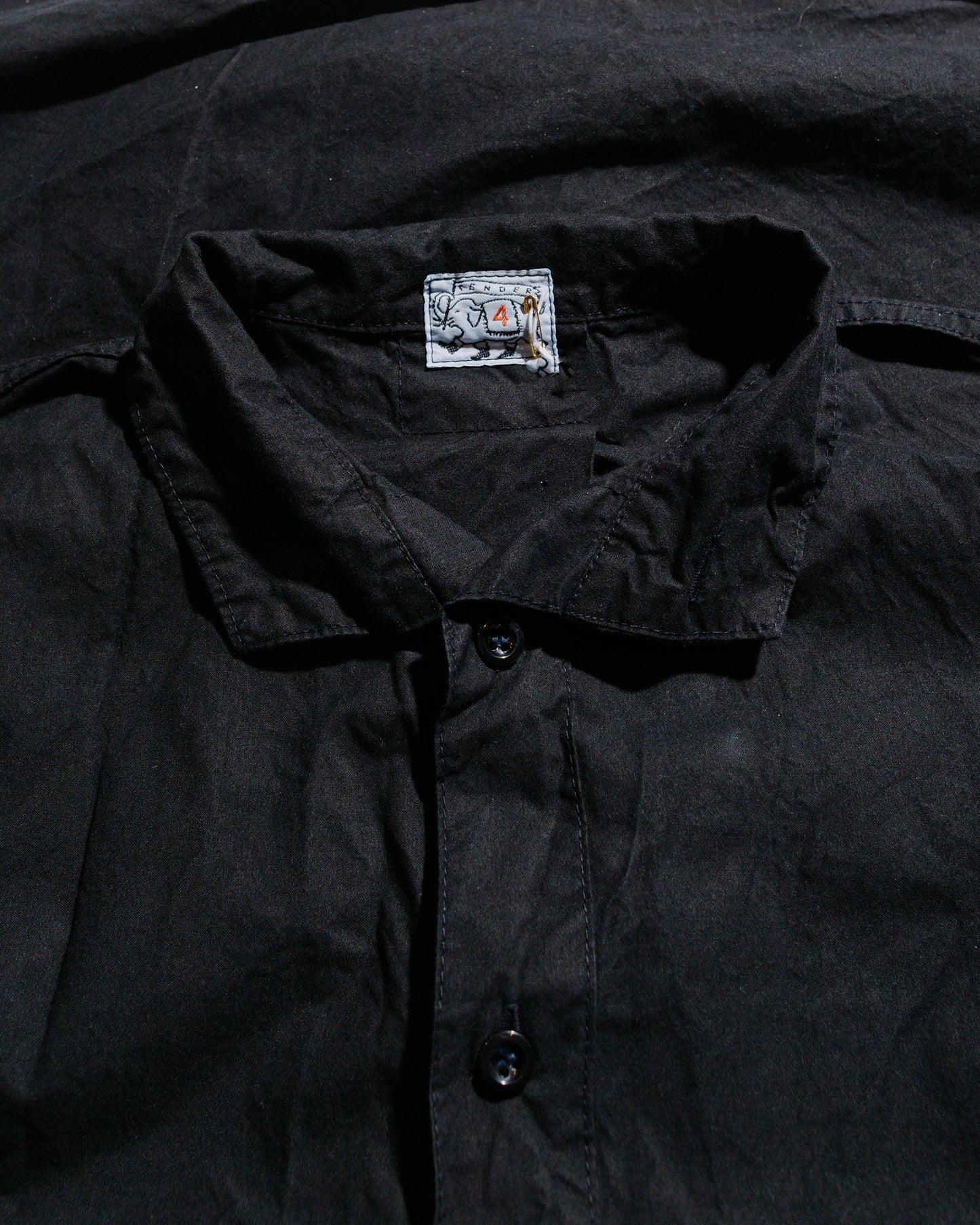 lost & found Tender Tender Type 468 Flipped Collar Shirt Black Cotton Panama Hadal Blue