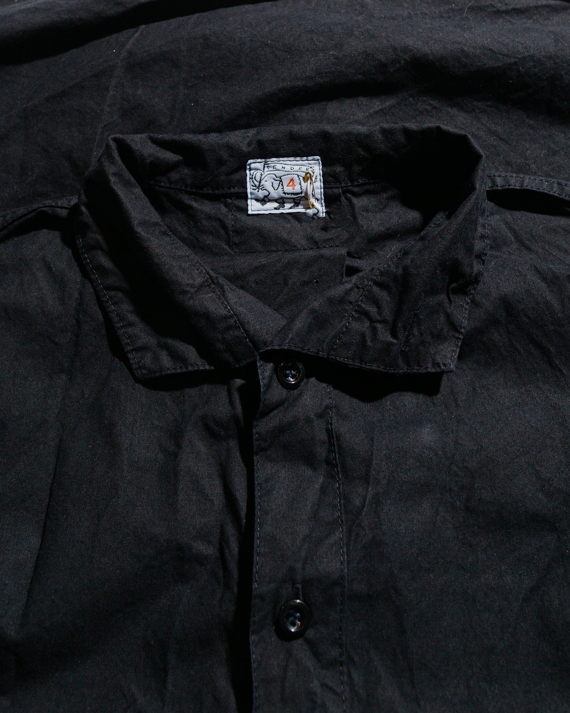 lost & found Tender Tender Type 468 Flipped Collar Shirt Black Cotton Panama Hadal Blue