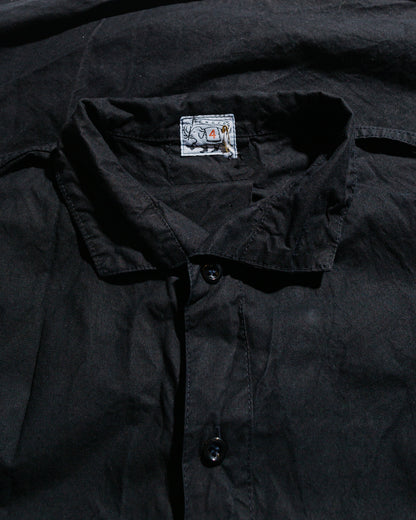 lost & found Tender Tender Type 468 Flipped Collar Shirt Black Cotton Panama Hadal Blue