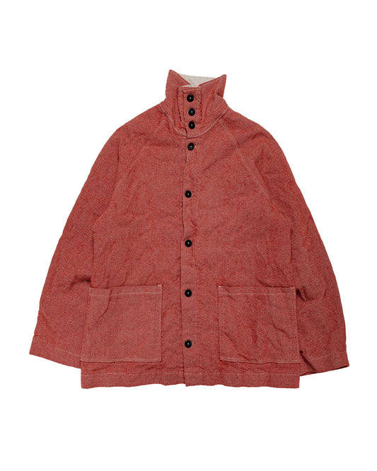 Tender Type 975 Collared Drafting Coat Red Wool Carpet Twill Rinsed