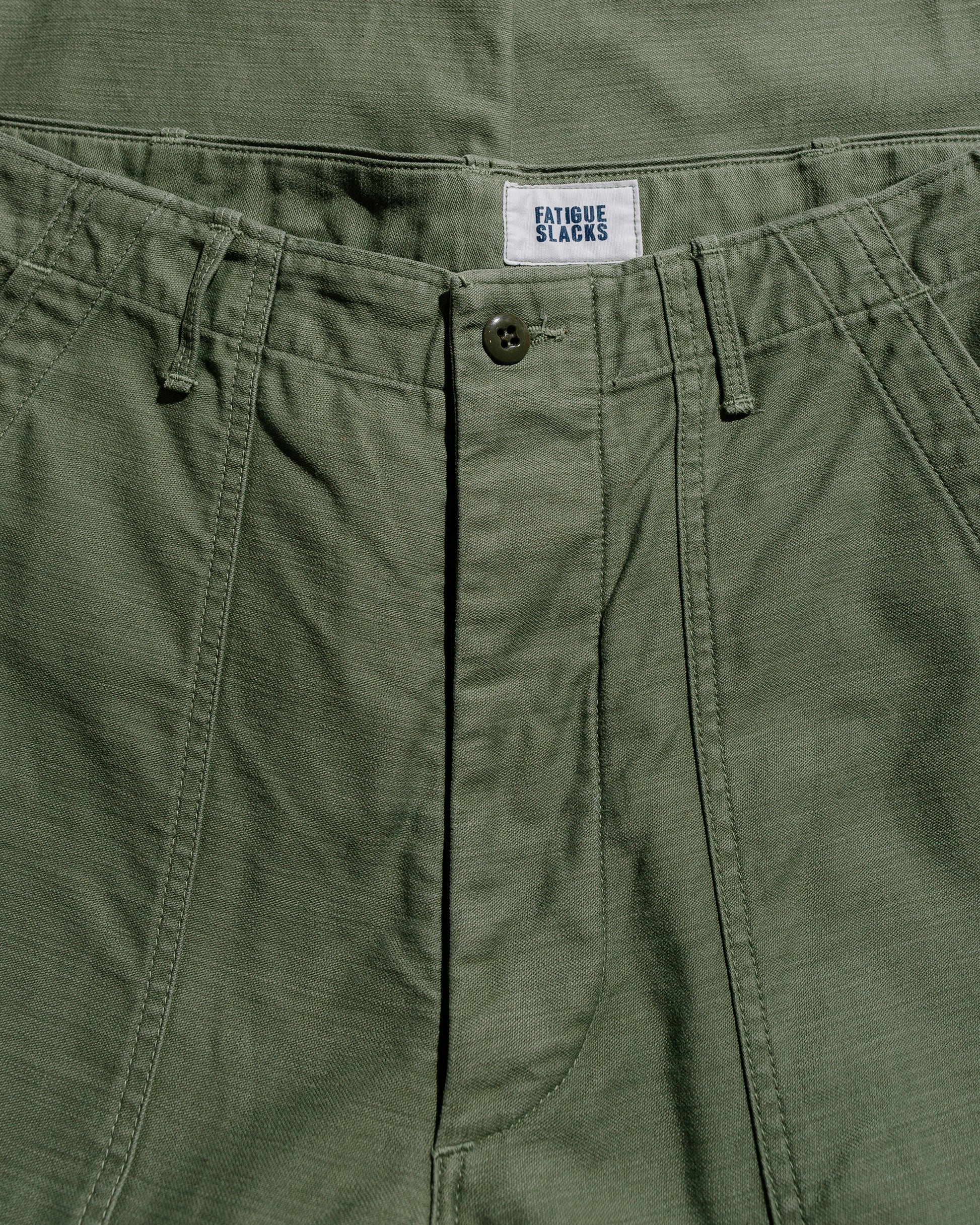 lost & found The Corona Utility The Corona Utility FP001-02 'Utility Slacks' Military Back Sateen Light OG w/ Bio-Wash