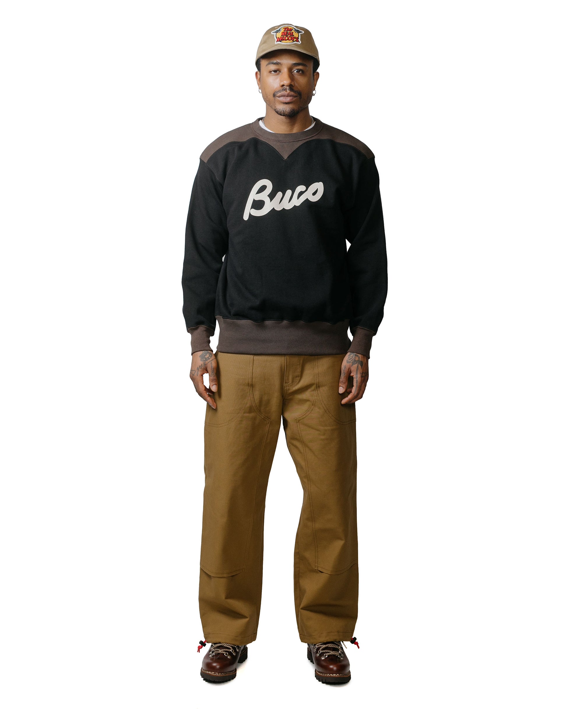 lost & found The Real McCoy's The Real McCoy's BC23105 Buco Two-Tone Sweatshirt / Buco Black/Grey