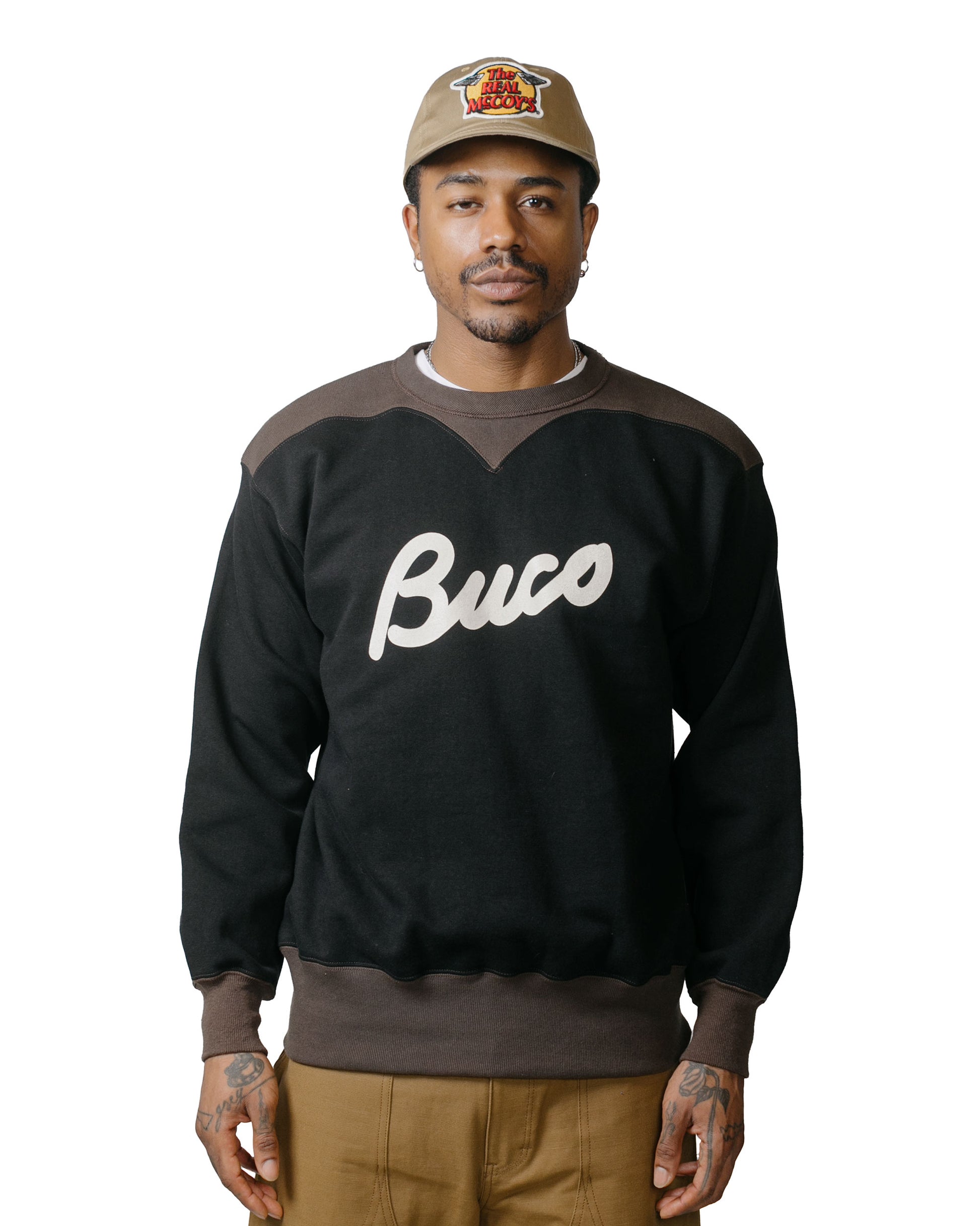 lost & found The Real McCoy's The Real McCoy's BC23105 Buco Two-Tone Sweatshirt / Buco Black/Grey